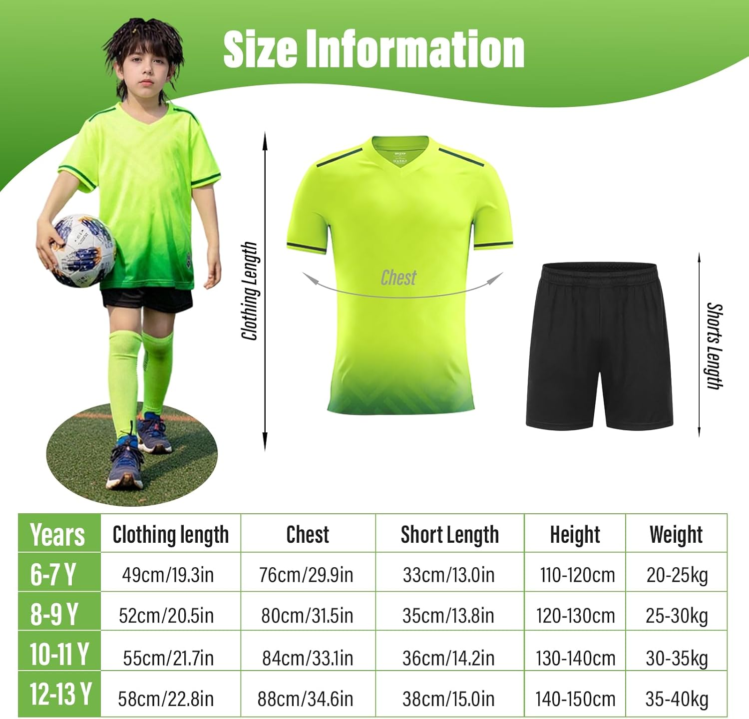 Kids Soccer Jersey Set Sports Clothing, Quick Drying Football Jersey Kids Breathable, Childrens Football Jersey Set Training Suit with T-Shirt and Shorts