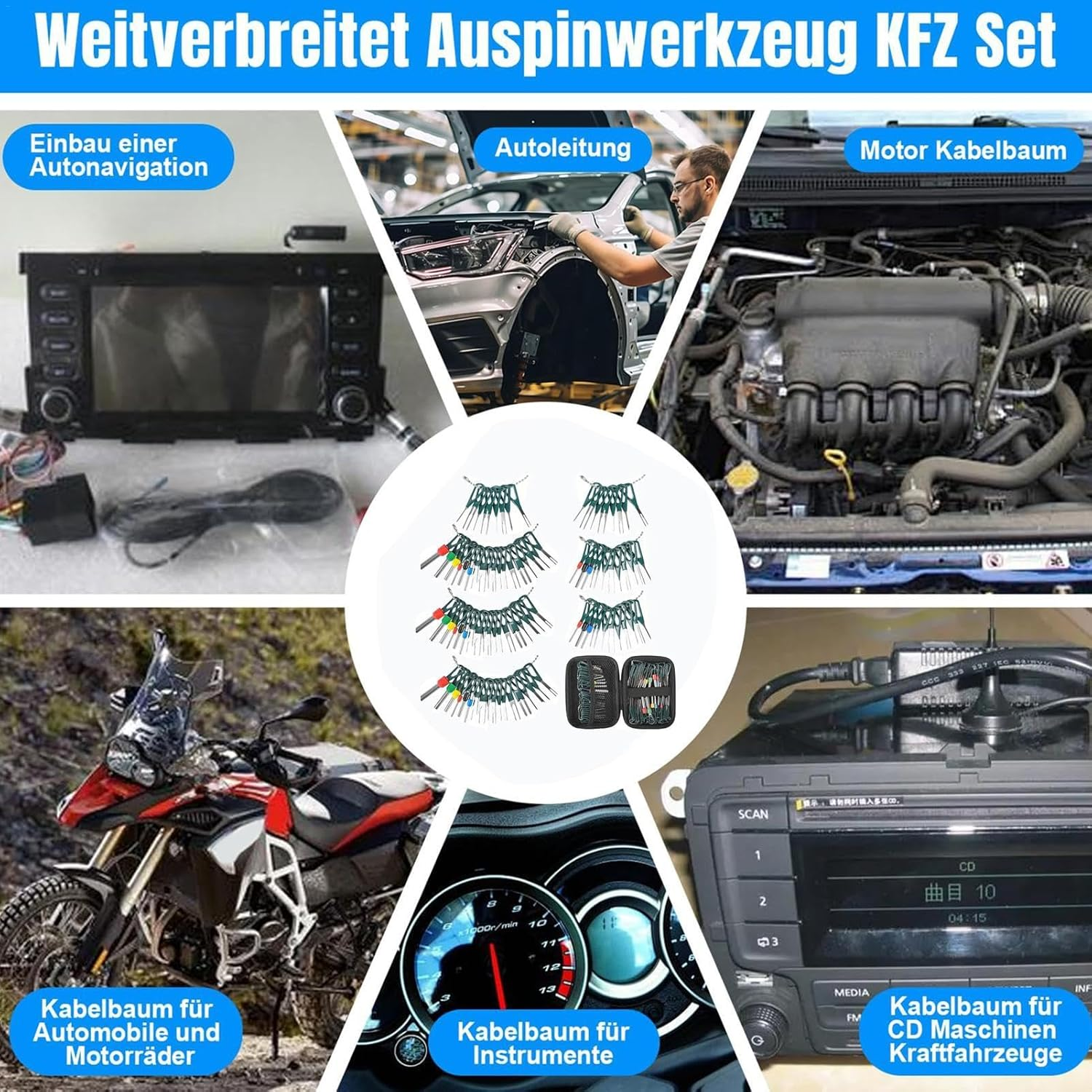 Wire Terminal Removal Tool - Auto Electrical Wiring Terminal Kit,Depinning Tool Electrical Connector Pin Removal Tool Kit, 172X Vehicle Wire Terminal Repair Tool image number 1