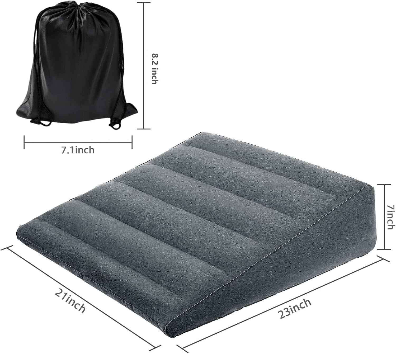 Inflatable Wedge Pillow, Portable Travel Wedge Pillow for Sleeping, Traveling, Reading, Triangle Bed Wedge Pillow, Back, Knee, Leg Support for Side/Stomach Sleepers Acid Reflux, anti Snoring