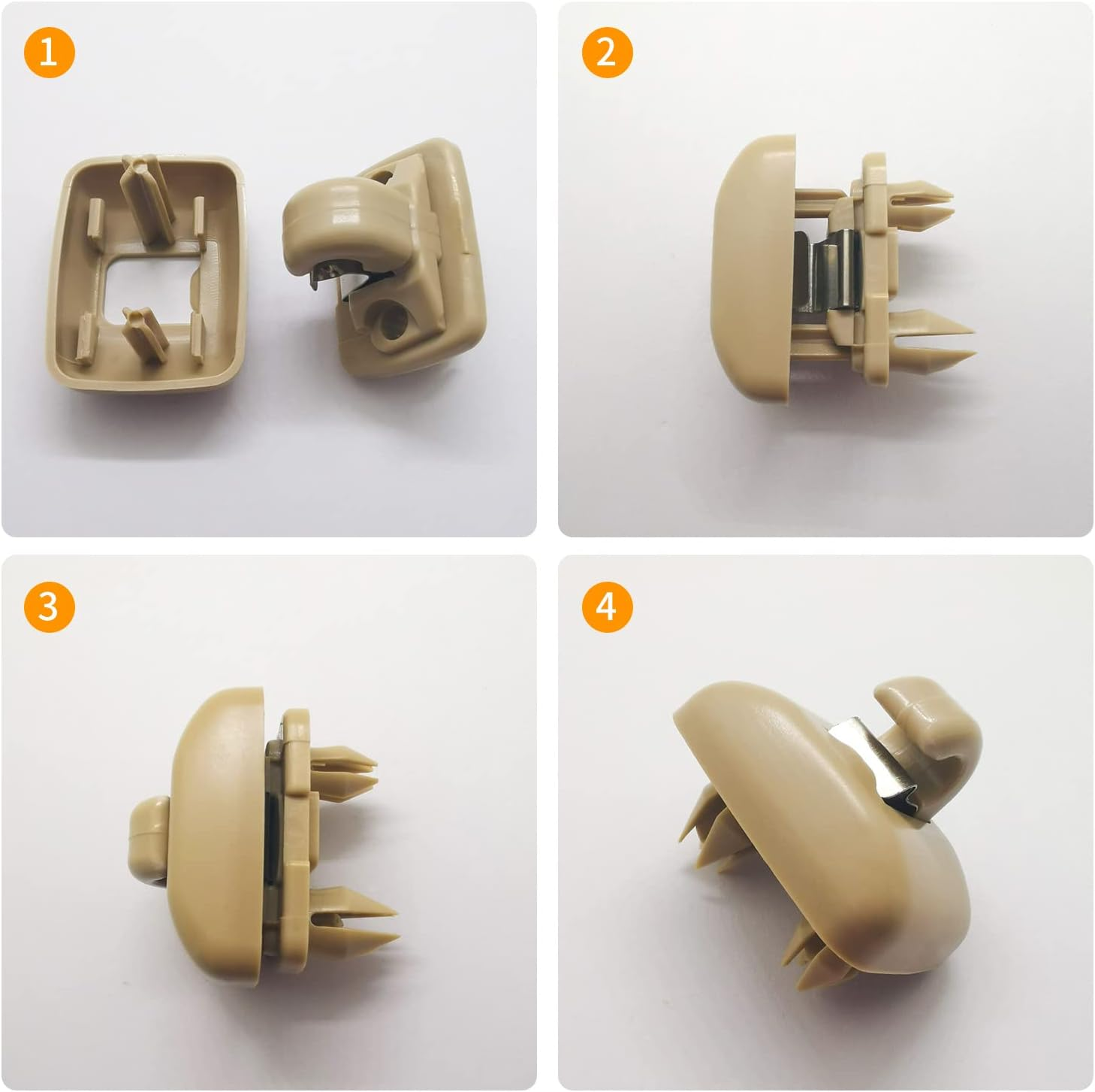 2PCS Inner Sun Visor Clips, Upgraded Car Visor Holder Hook - Compatible with Audi A1 A3 A4 A5 Q3 Q5 S3 S4 S5 TT, OEM: 8U0857562A (Beige) image number 4