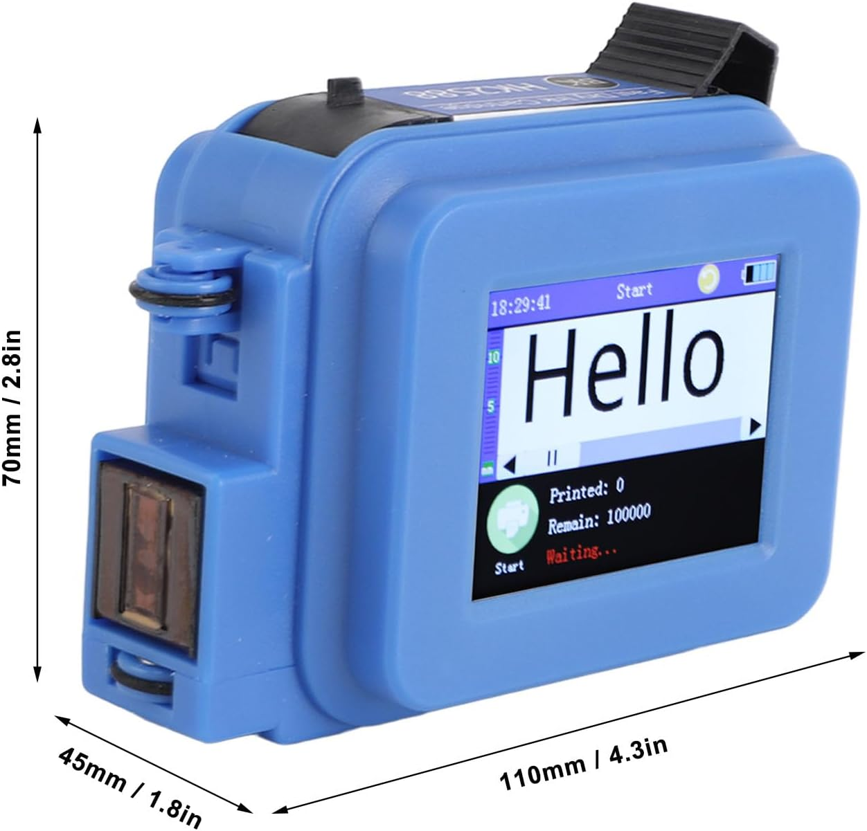 Mini Handheld Inkjet Printer Pocket Marking Device with Editable Touch Screen 0.1‑ 0.5In/1In Adjustable Printing Height Ink Cartridge Replacement Compatible for Business (Blue) image number 1