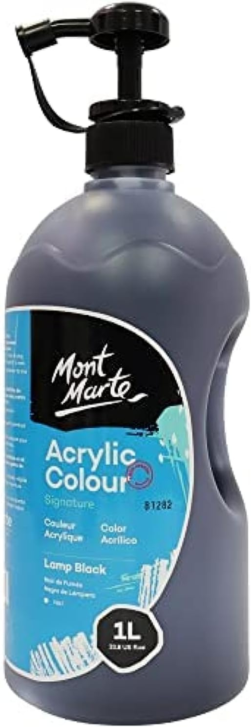 Mont Marte Signature Acrylic Colour with Pump 1 Litre, Lamp Black image number 3