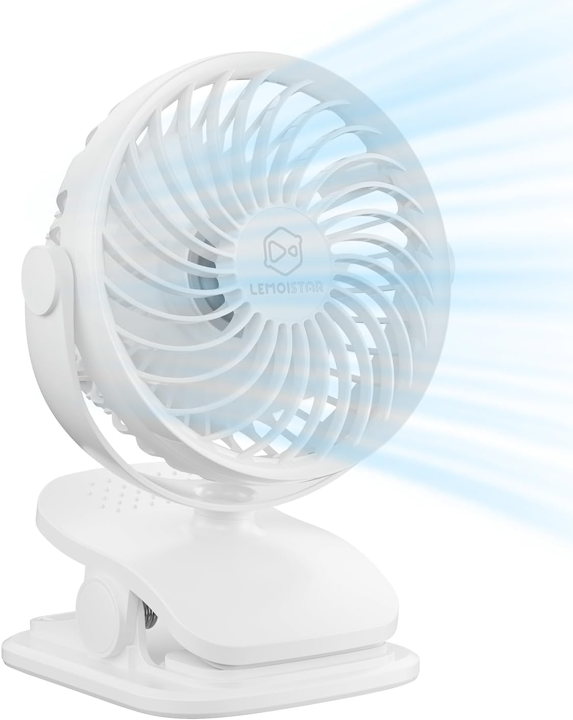 Battery Operated Clip on Fan and Desk Fan 2 in 1, Rechargeable Battery Fan Portable Baby Stroller Fan, USB or Battery Powered, Small Personal Fan for Camping, Tent, Car, Dorm (White)