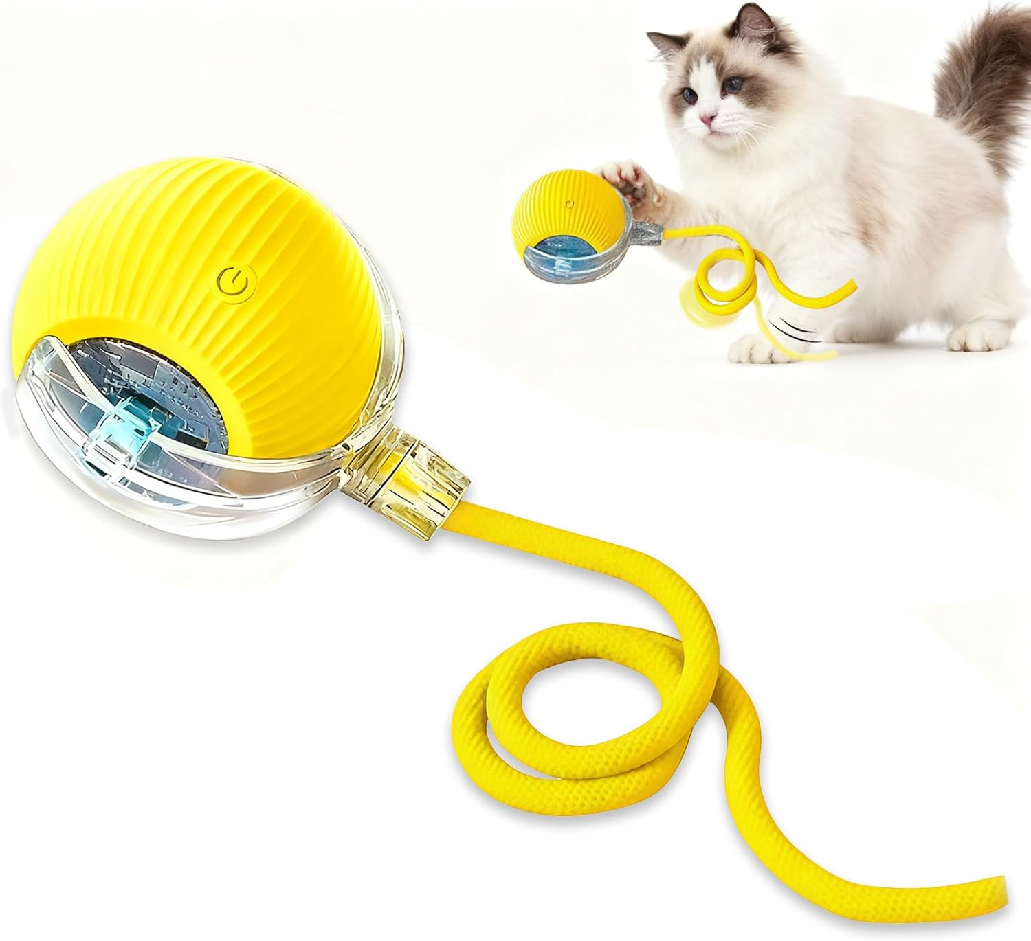 Jeyzuroa Interactive Cat Toy Ball for Indoor Cats, Automatic Moving Cat Toy with Bird Sound, USB-C Rechargeable (Red)