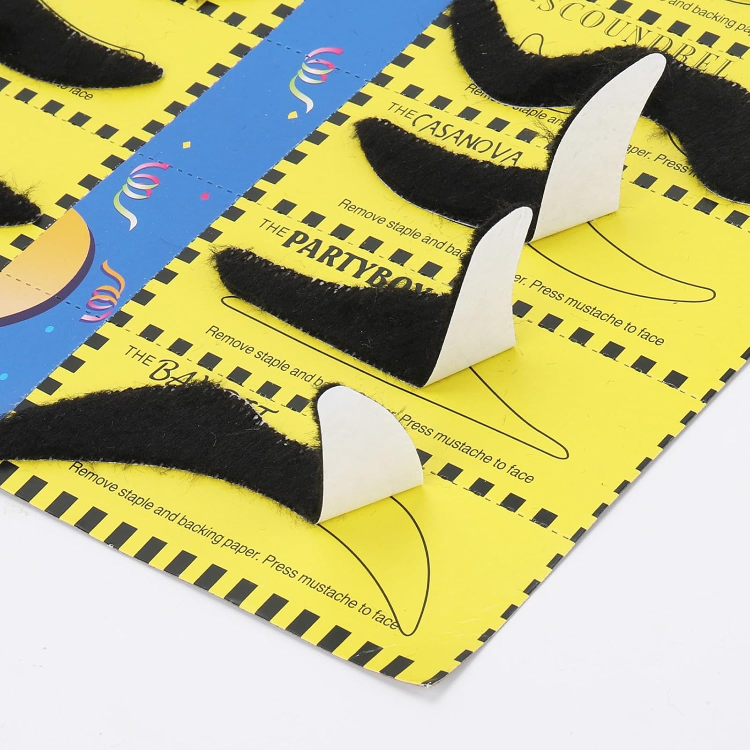 BTYMS 31 Pcs Fake Mustaches Self Adhesive Hairy Beard Costume Facial Hair for Christmas Party Supplies Decorations