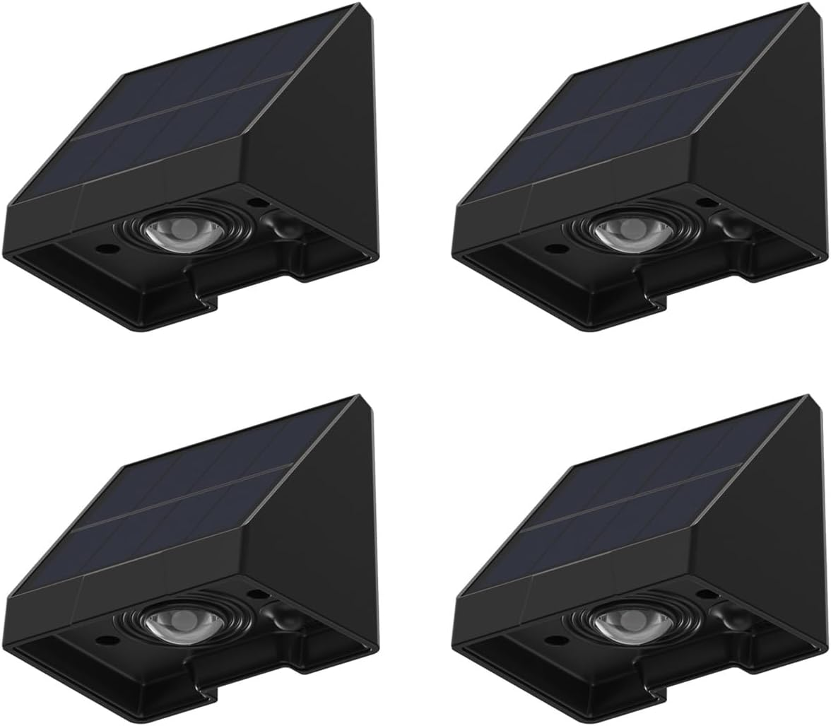 Auraglow Solar Fence, Wall & Post Lights &ndash; IP54 Waterproof Garden & Outdoor Downlights (4 Pack) image number 1