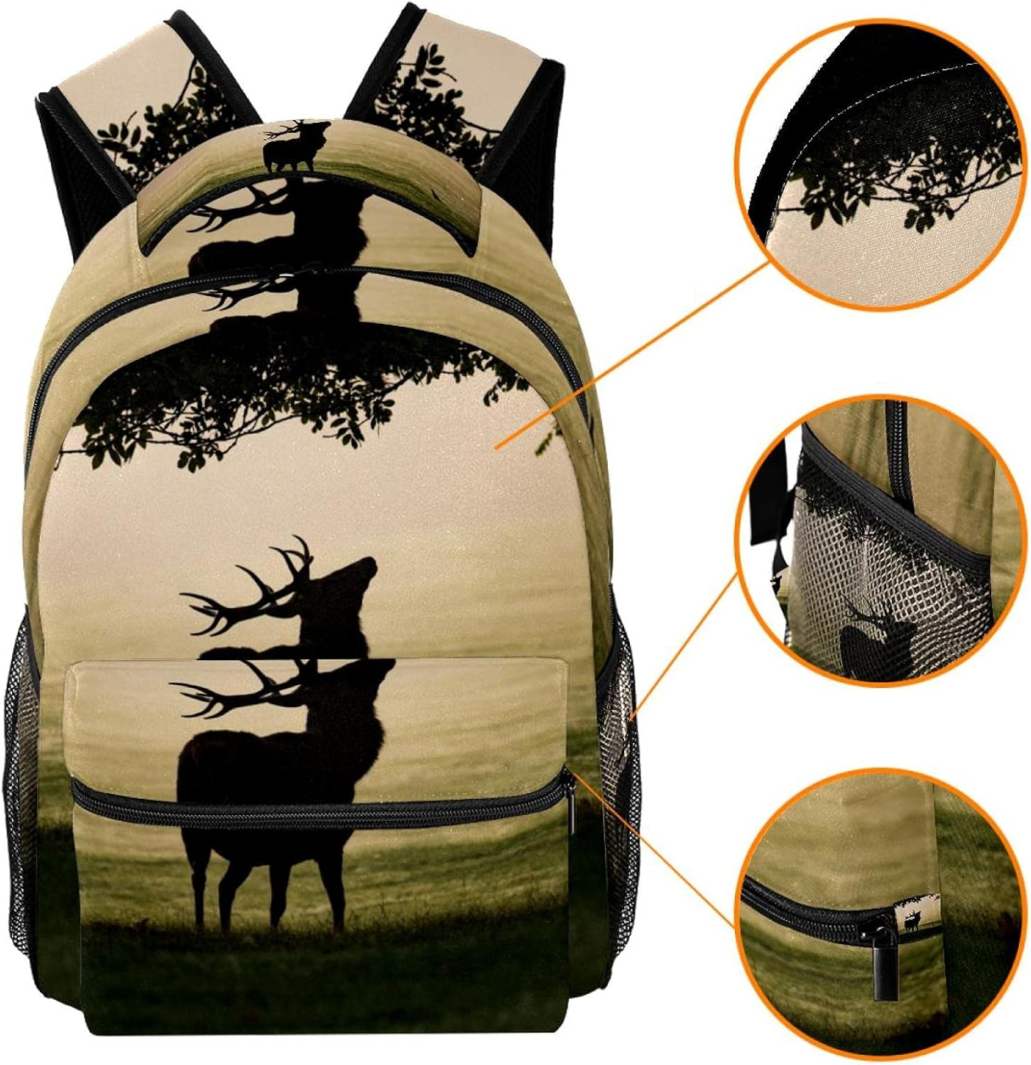 Red Deer Ant Antler Backpack Students Shoulder Bags Travel Bag College School Tote Backpacks