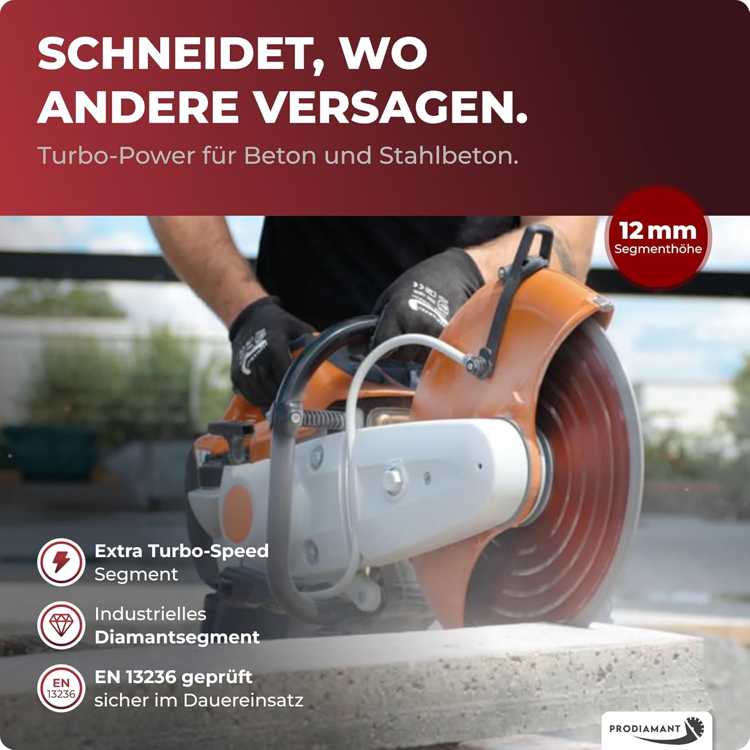 PRODIAMANT Premium Diamond Cutting Disc Concrete 350 Mm X 25.4 Mm Segment Height 15 Mm image number 3