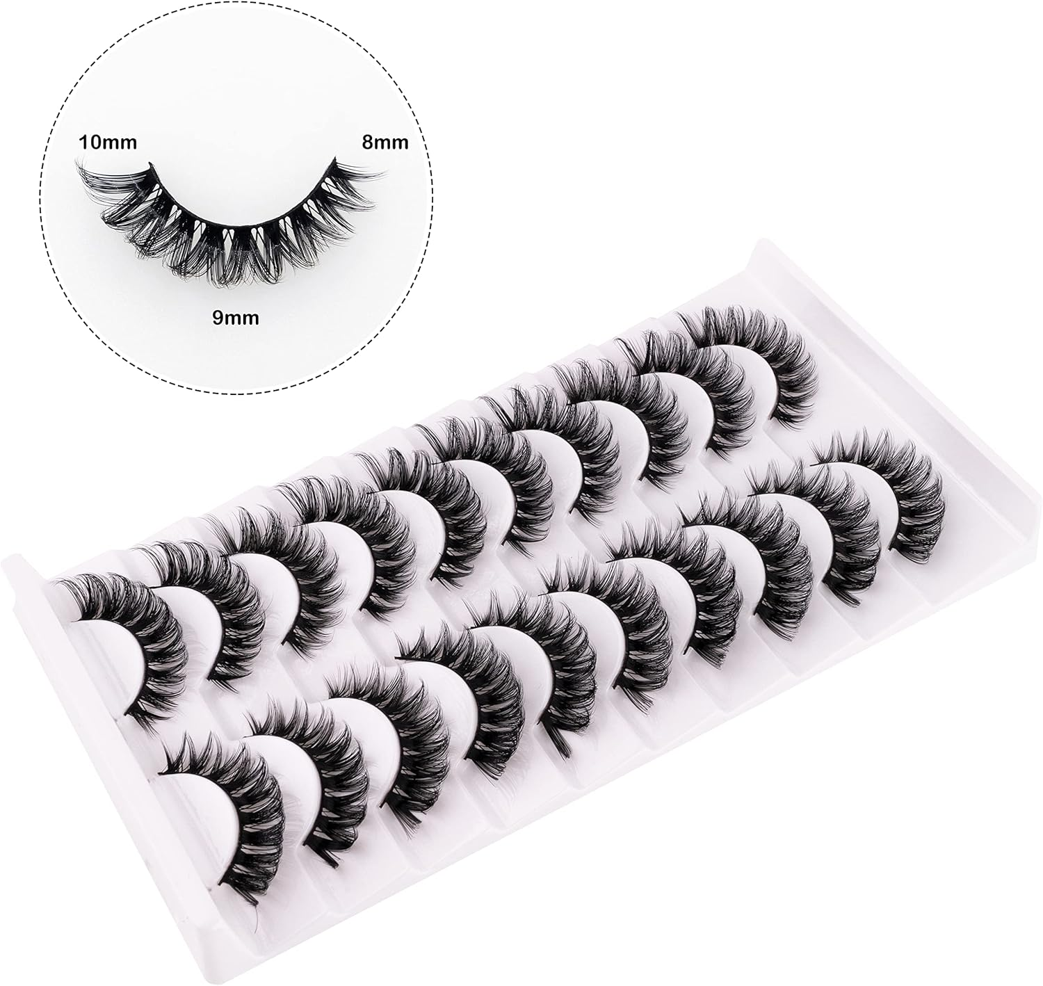 Russian Strip False Eyelashes D Curl Soft Faux Mink Lashes Natural Curly Cat Eye Fake Lashes Extension 10 Pairs Happy Heartbeat(Ic9) - Ic9 image number 6