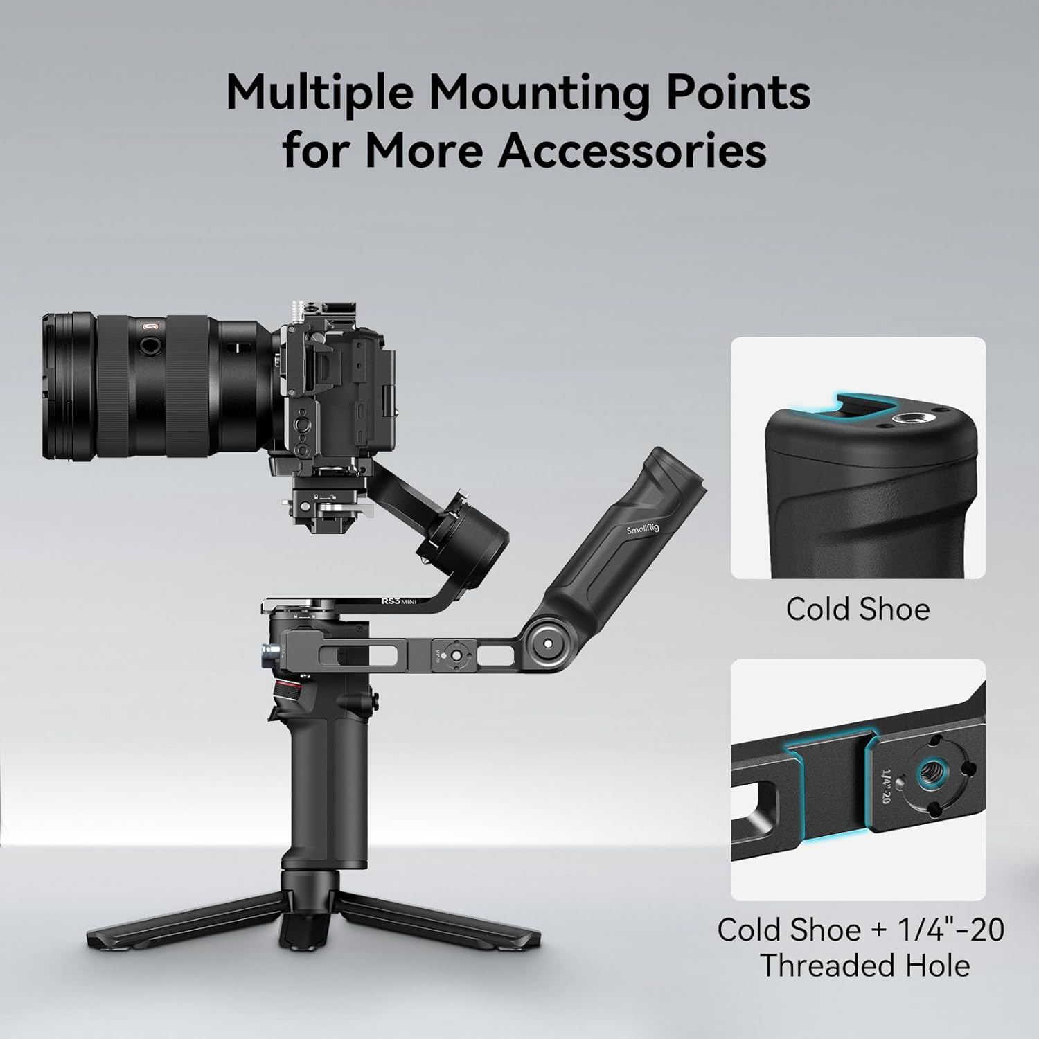 Smallrig RS 3 Mini Adjustable Handle Sling Handgrip for DJI RS 3 Mini Gimbal Handheld Stabilizer, with NATO Clamp and Cold Shoe Mount - 4197 image number 3