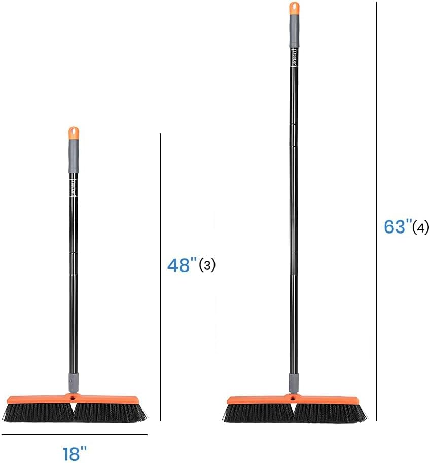 Treelen 18 Inch Outdoor Sliding Broom - Heavy Duty Broom for Driveways, Walkways, Patios and Decks, Cleans Dirt, Sediment, Sand, Mud, Leaves and Water image number 6