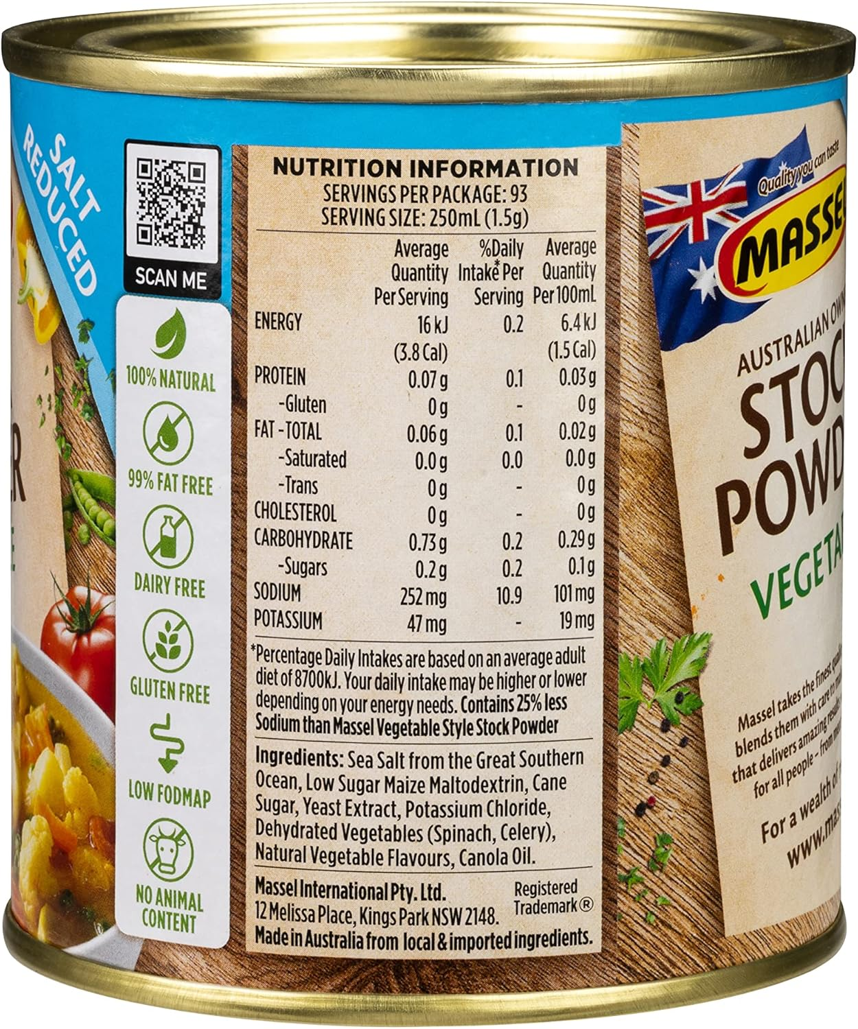 Massel Salt Reduced Vegetable Stock Powder - Plant Based, Low FODMAP & Gluten-Free, 140G X 6 Pack image number 3