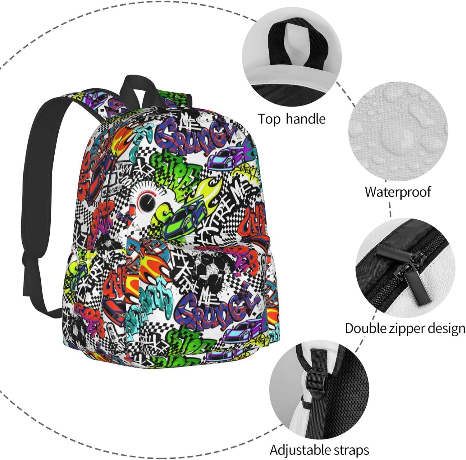 Kids Backpack School Bag Lightweight Bookbag Casual Daypack for Girls Boys Women Men Travel Laptop 16 Inch - Fish image number 3