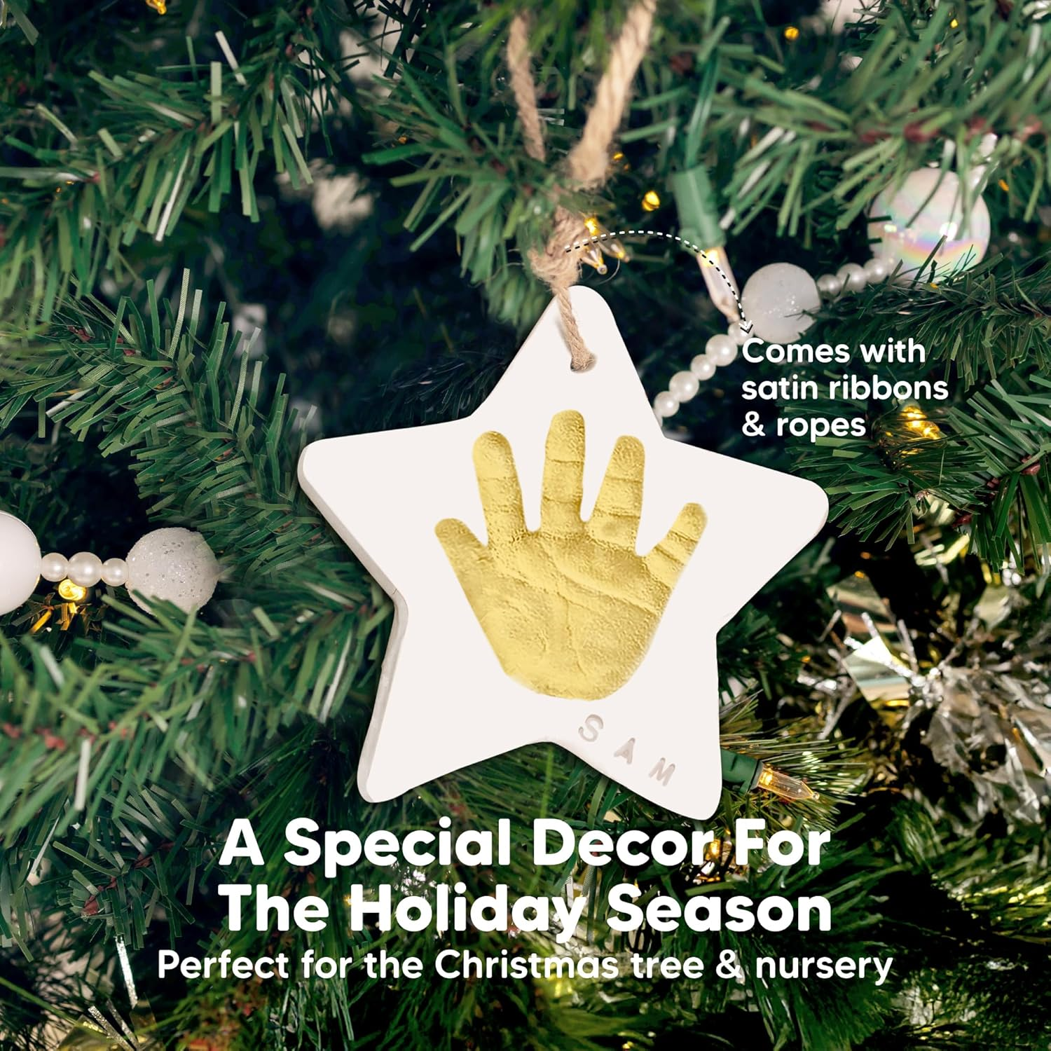 Baby Hand and Footprint Kit - Dog Paw Print Kit, Personalized Baby Footprint Kit, Baby Handprint Ornament Kit, Clay Handprint Ornament Kit for Babies, Baby Shower Gifts for Boys, Girls (Christmas) image number 4