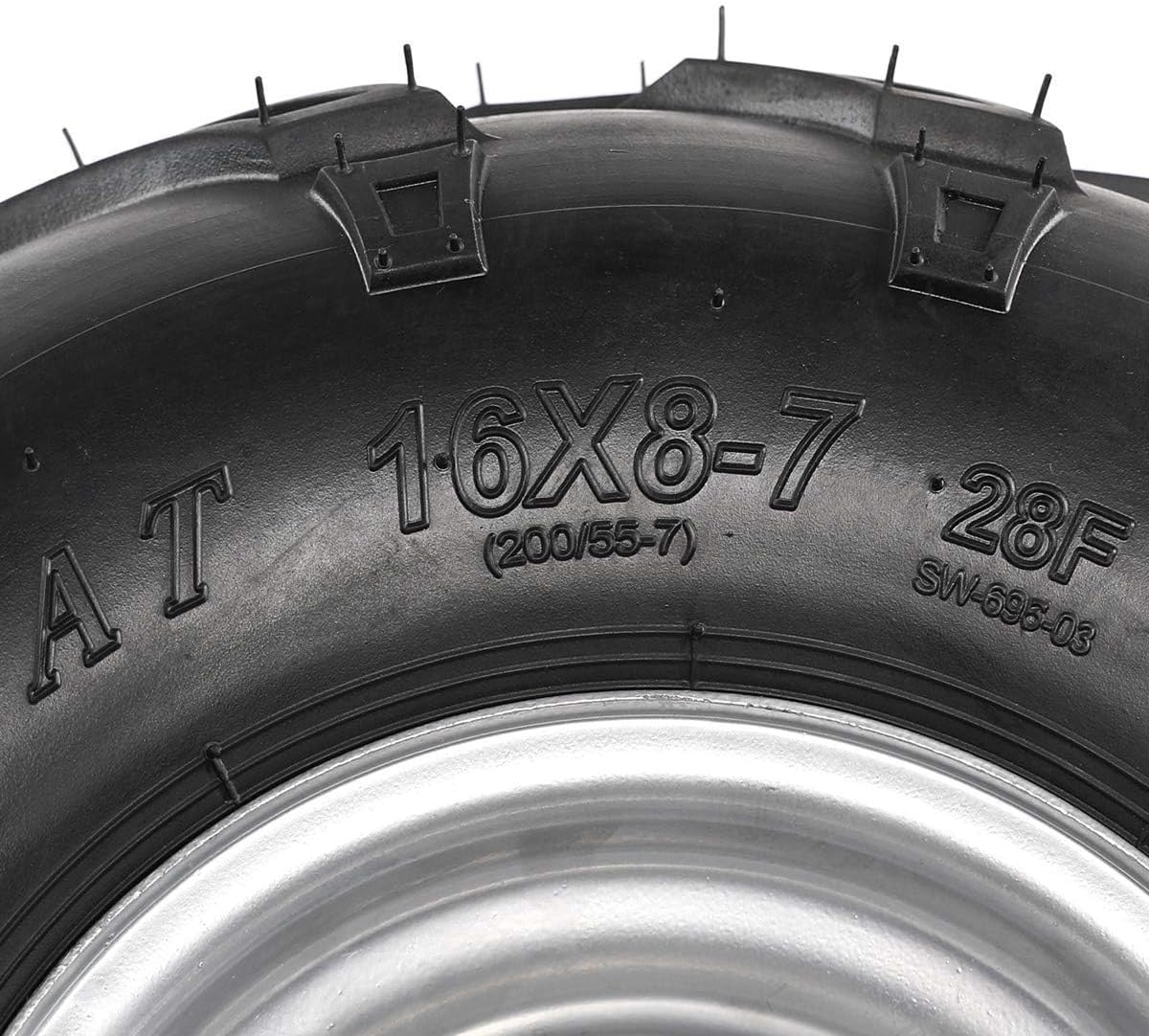 Set of 2 7 Inch Go Kart Tires Wheels 16X8-7 ATV Tubeless Tires and Rims 3 Stud 16X8X7 for Go Cart UTV Quad Bike Buggy Mini Bike 4 Wheelers Ride on Mower Taotao Coolster 110Cc 125Cc (2Pcs) image number 3