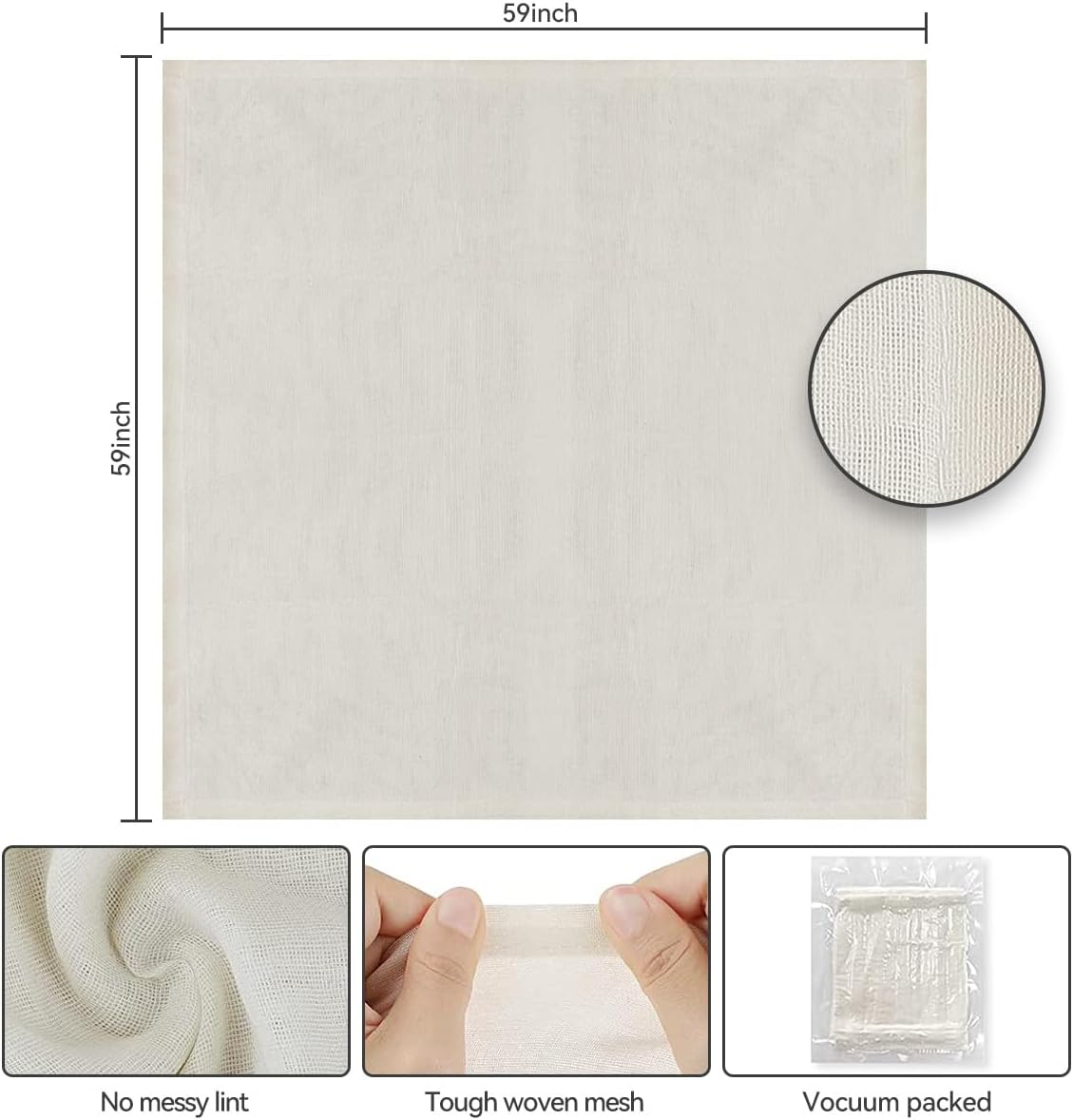 Cheesecloth for Straining 150X150 Cm 100% Unbleached Cotton Reusable Large Cold Brew Coffee Cheese Cloths Strainer Filter Nut Milk Tea Juice Fine Mesh Filter image number 5