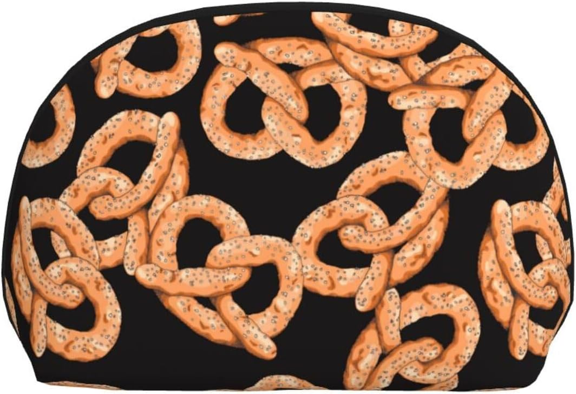 Cozimangoe Coin Pouch Makeup Bags Set, 2 Piece Shell Shape Cosmetic Bag with Pockets for Daily Travel Handbag Lipstick Keys Toiletry, Personalized Fresh Pretzel image number 5