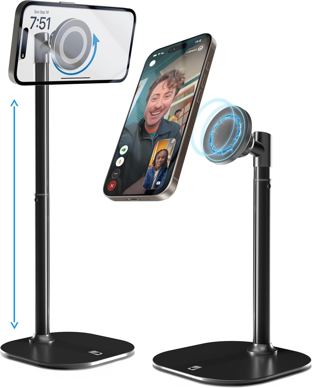 Cooper Magstand - Magsafe-Compatible Iphone Stand for Desk & Video Recording, Compatible with Iphone 17 Pro Max, 16/15/14/13/12, Magnetic Phone Stand (Black)