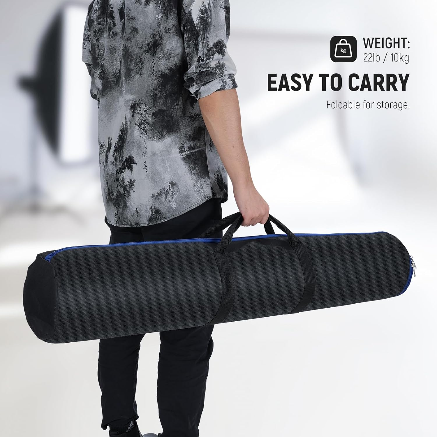 NEEWER 6.5Ft/198Cm Stainless Steel Light Stand, Heavy Duty Tripod Stand with Caster Wheels, 2 Sliding Arms with Pistol Grip, Folding Leg for Photography Softbox Monolight, Max. Load 35Lb/16Kg, ST198SS image number 2