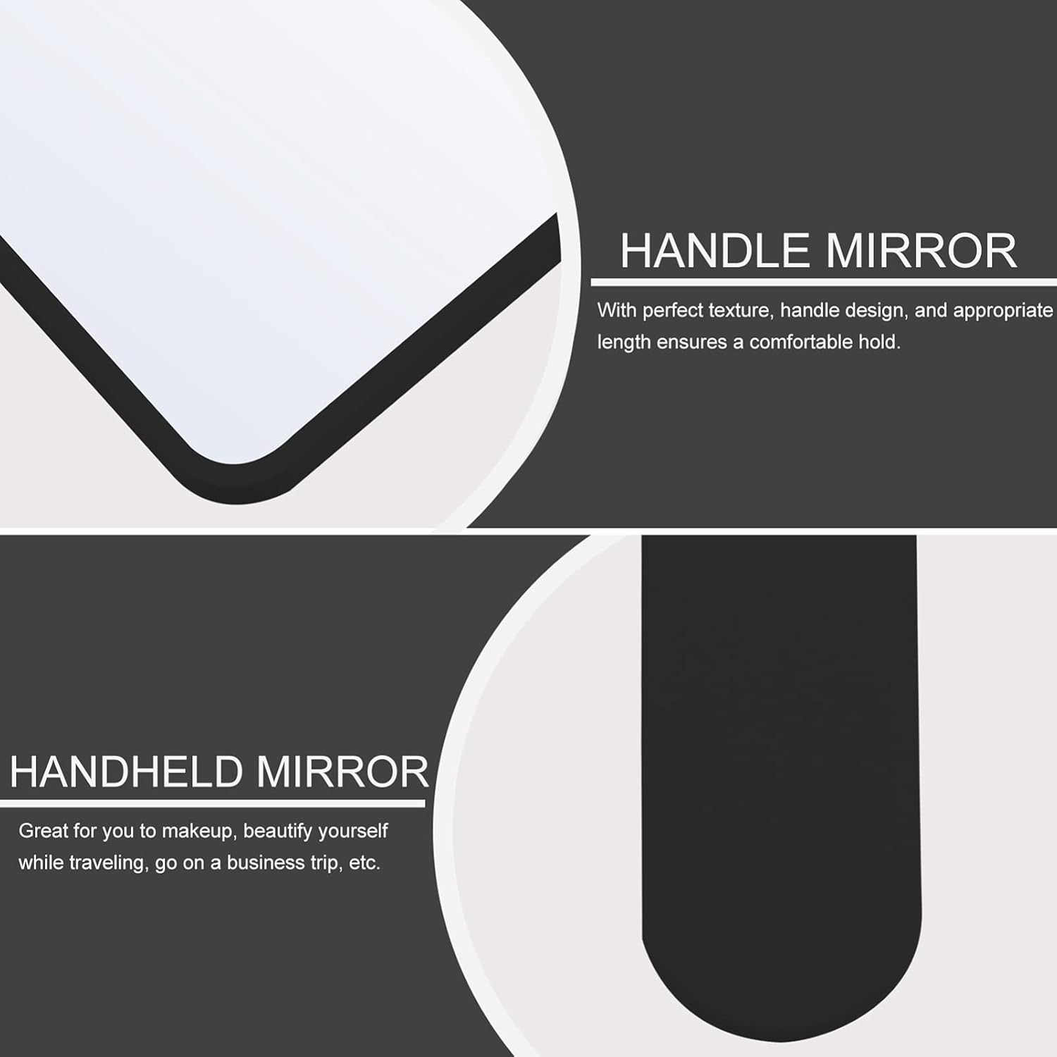 Minkissy Vintage Heart Shaped Hand Mirror with Handle - Handheld Makeup Vanity Mirror for Travel, Home and Salon - Black Round image number 6