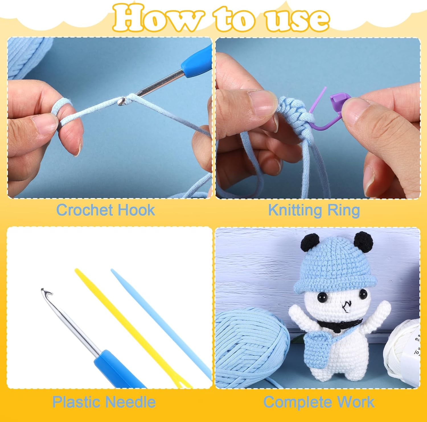 WSICSE 8 Pack Beginners Yarn for Crocheting, 8X50G Easy-To-See Stitches Chunky Thick Cotton-Nylon Blend Soft Yarn for Beginner Crocheting Christmas Crochet Kit Gifts (525 Yards)