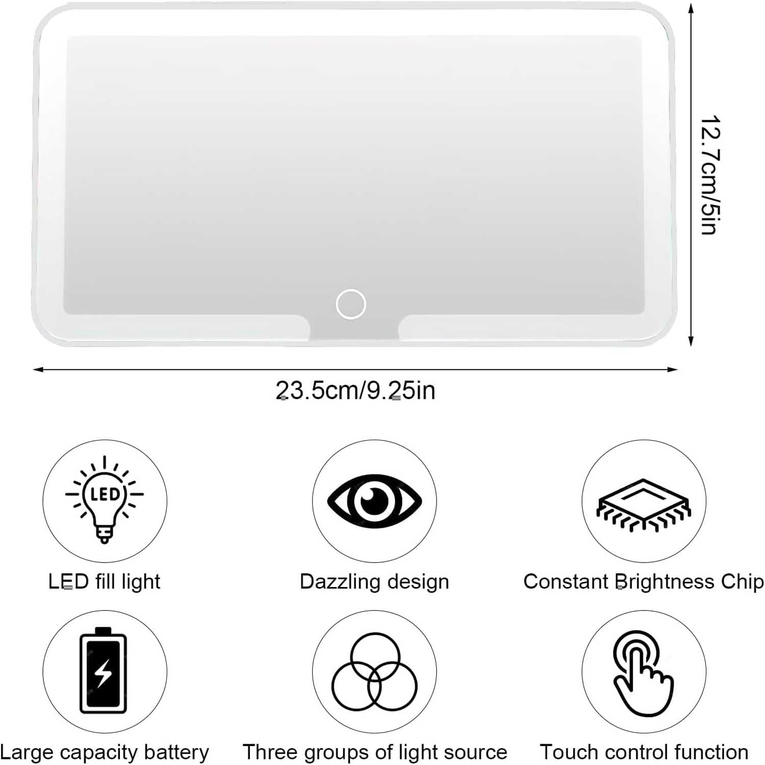Car Visor Vanity Mirror with Led Lights, Car Vanity Mirror,Mirror with Lights for Car,Car Sun Visor Makeup Mirror with 3 Light Modes and 49 Leds - Rechargeable Cosmetic Mirror,Sun Visor Vanity Mirror