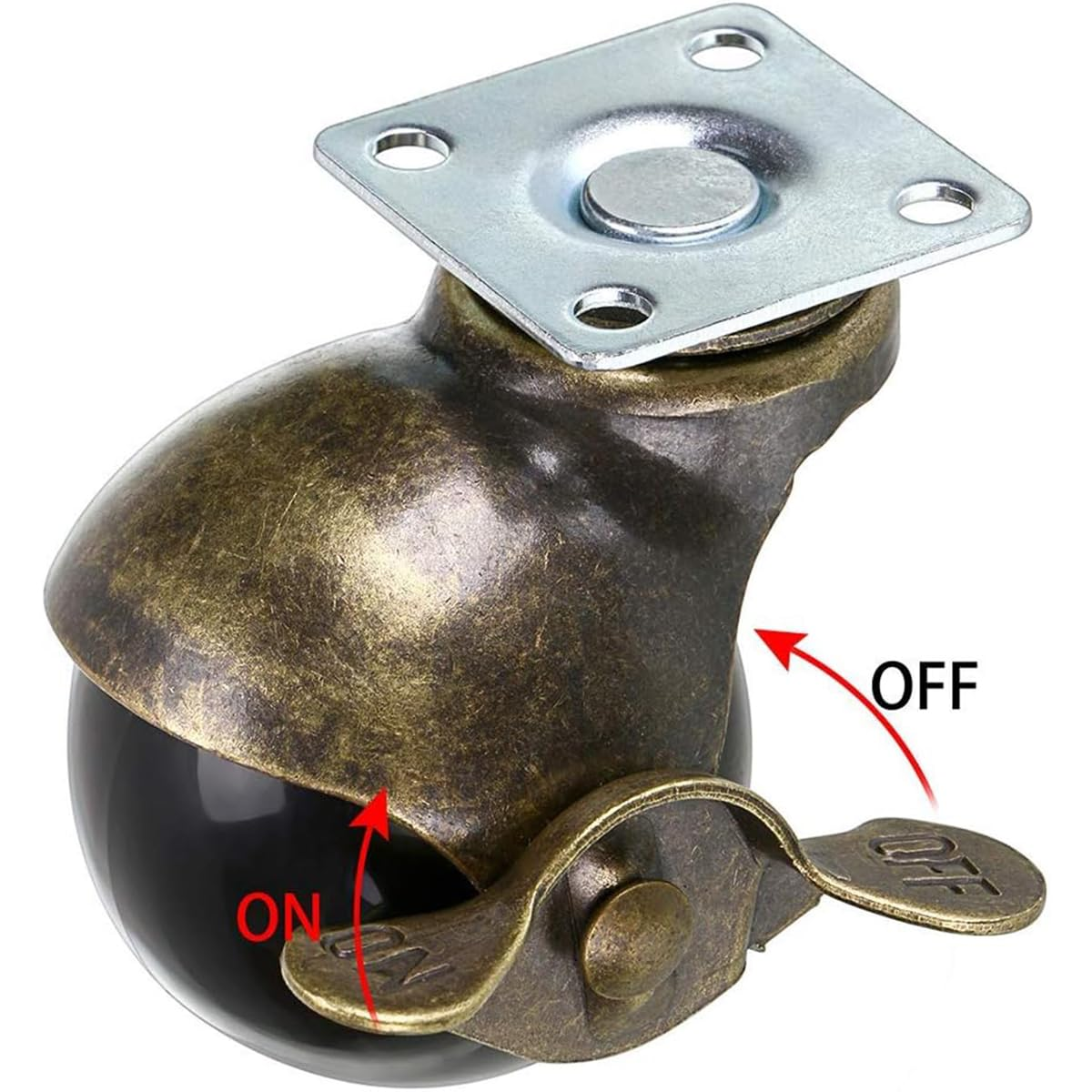 AIMALL (4 Pieces) 2 Inch Bronze PP Earth Wheel with Brake, Furniture Sofa Wheels, Spherical Universal Swivel Casters for Easy Movement and Control image number 1