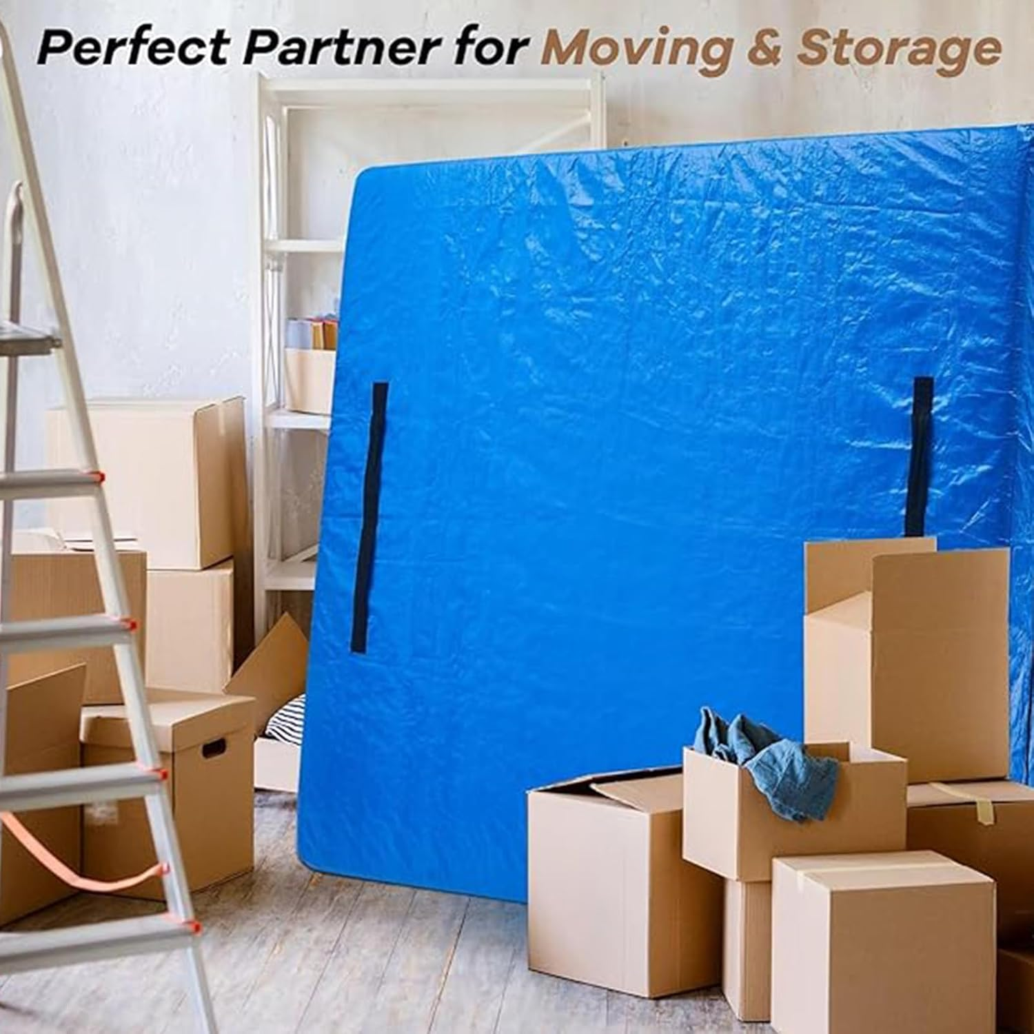 Mattress Bags for Moving, Sleep Surface Protector Waterproof Sleep Surface Cover King Size Storage Bags,Bedding Cover for Moving with Reinforced Handles and Zipper Closure (208X160X38Cm) image number 6