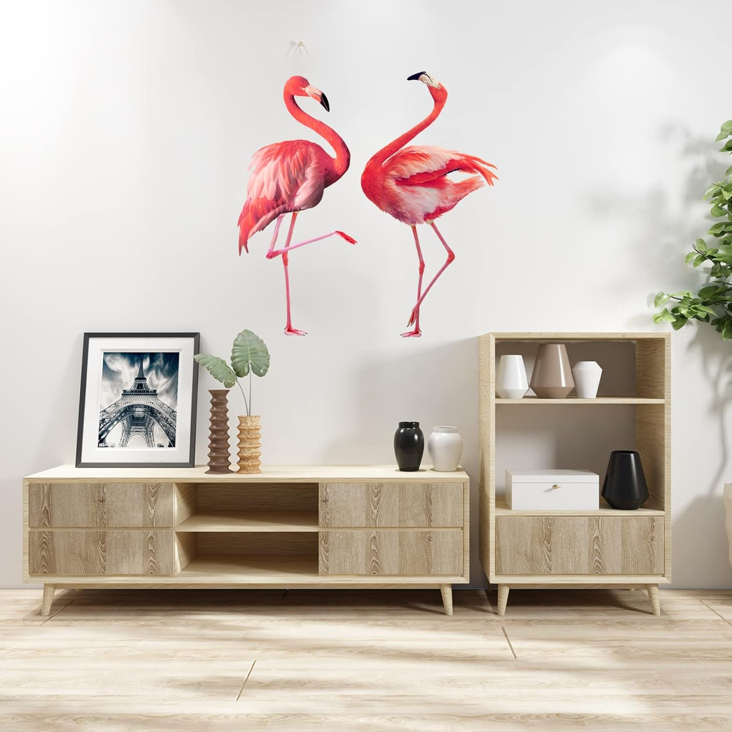 Anfigure Flamingo Wall Decals for Living Room Bedroom Wall Stickers Baby Kids Room Nursery Bathroom Office Wall Decal Corridor Doorway 3D Animal DIY Bird Picture Tv Furniture Home Big Wall Decor image number 2
