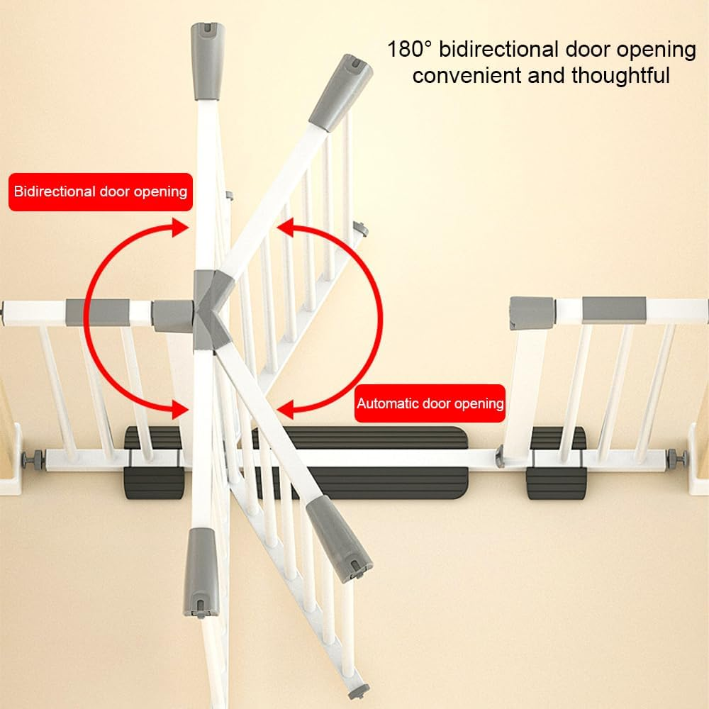 Pet Security Gate, Tall White Pet Gate, Extra Tall and Wide Child Door, Baby/Dog Gateway, Auto Close Safty Phylum Easy Walk Thru Wide Safety Phylum for Dog, White image number 2