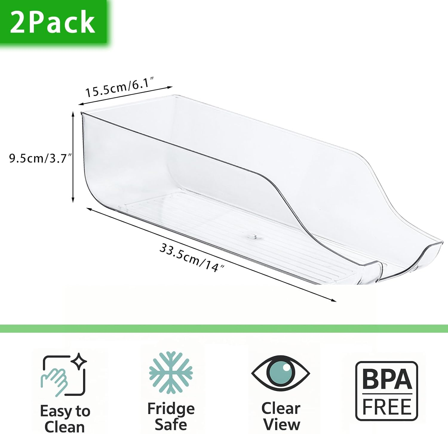 2 Pack Clear Soda Can Organizer for Refrigerator, Fridge Bins & Beverage Holders &ndash; Stackable Storage Containers for Cans, Bottles, and Pantry Organisation/Organizer image number 5