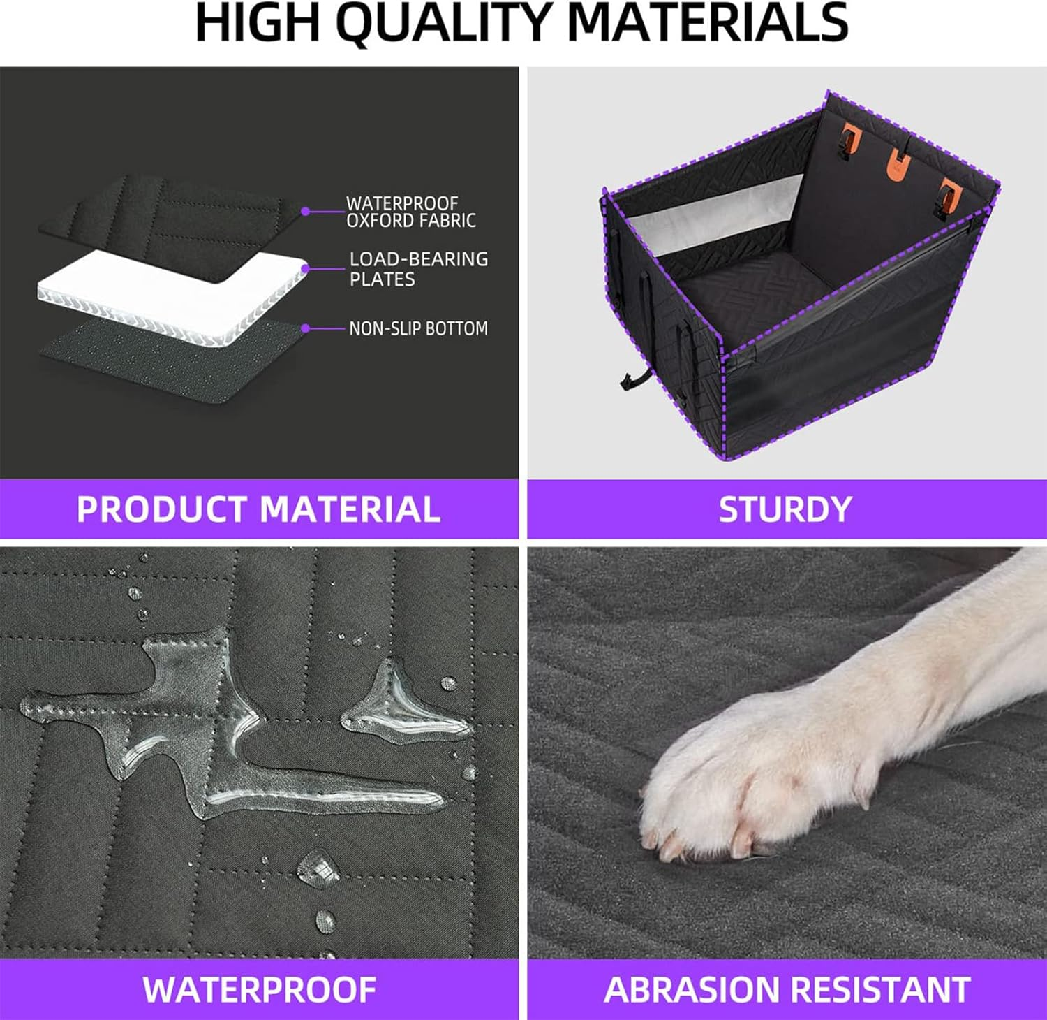 Cozioz Large Dog Car Seat with Back Seat Extender, Waterproof Pet Bed and Car Hammock for Medium & Large Dogs, Backseat Cover for Travel &ndash; Black (L Size) image number 2