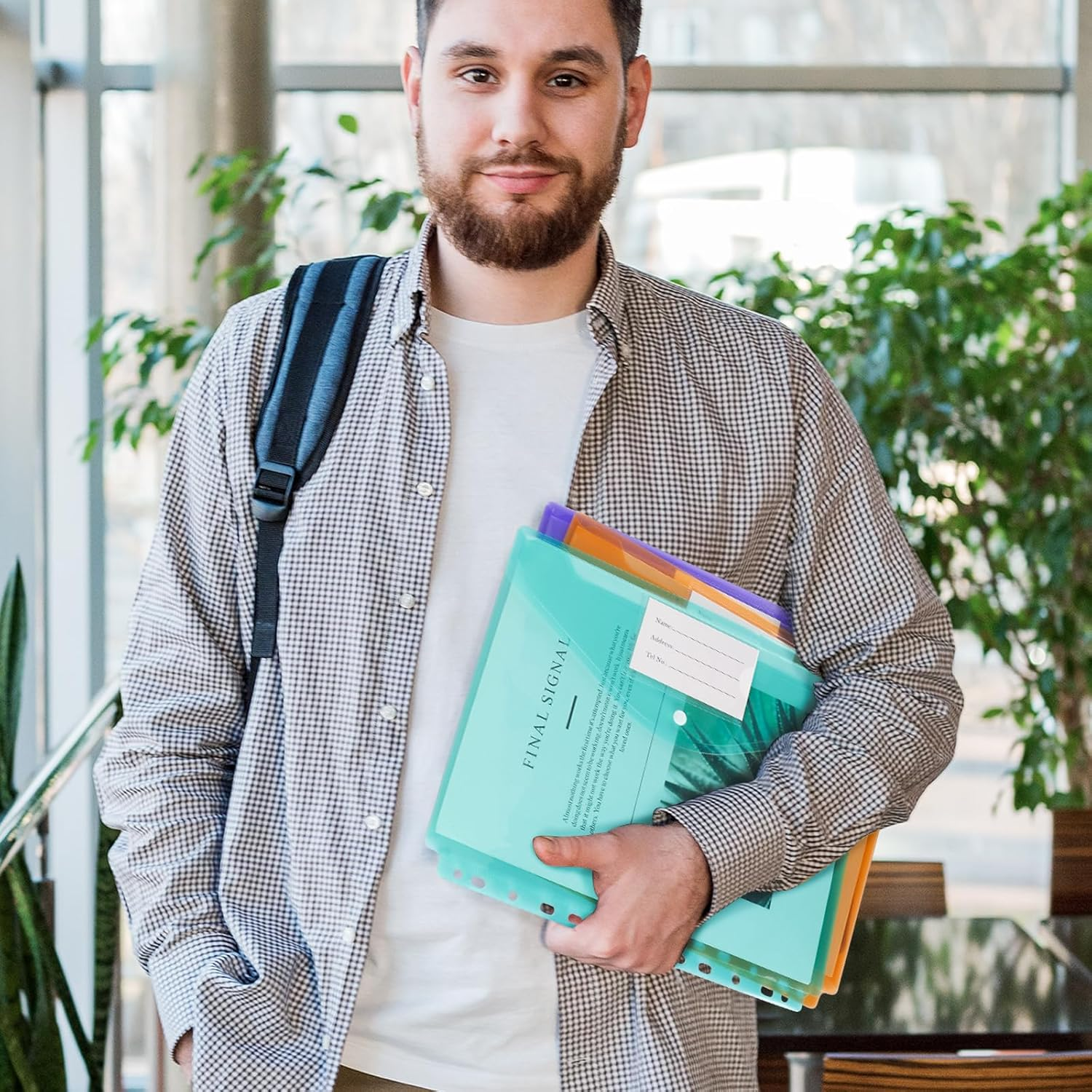 EOOUT 30Pcs Binder Pocket, Binder Pockets for 3 Ring, Binder Folders, 11 Holes, Letter Size, Snap Button Pouch with Label for School, Home and Office image number 4