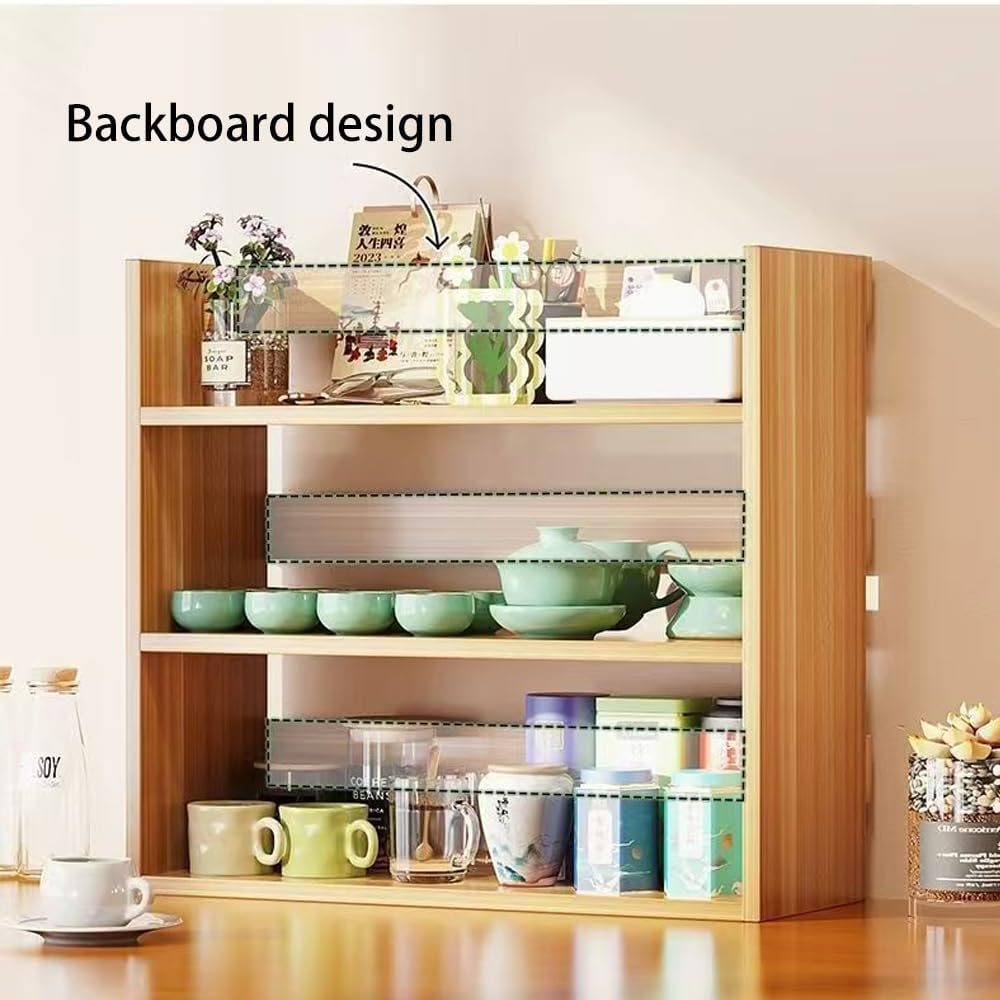 Hbluefat 3-Tier Desktop Bookshelf, Small Wood Countertop Bookcase Desk Organizer Literature CD Photo Display Storage Rack for Home Office (White) - Wood image number 4