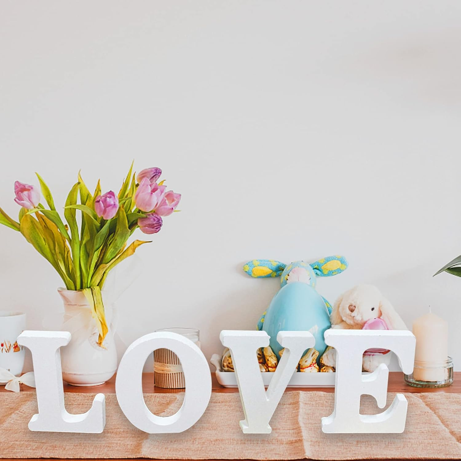 AOCEAN 4 Inch White Wood Letters Unfinished Wood Letters for Wall Decor Decorative Standing Letters Slices Sign Board Decoration for Craft Home Party Projects (O) image number 1