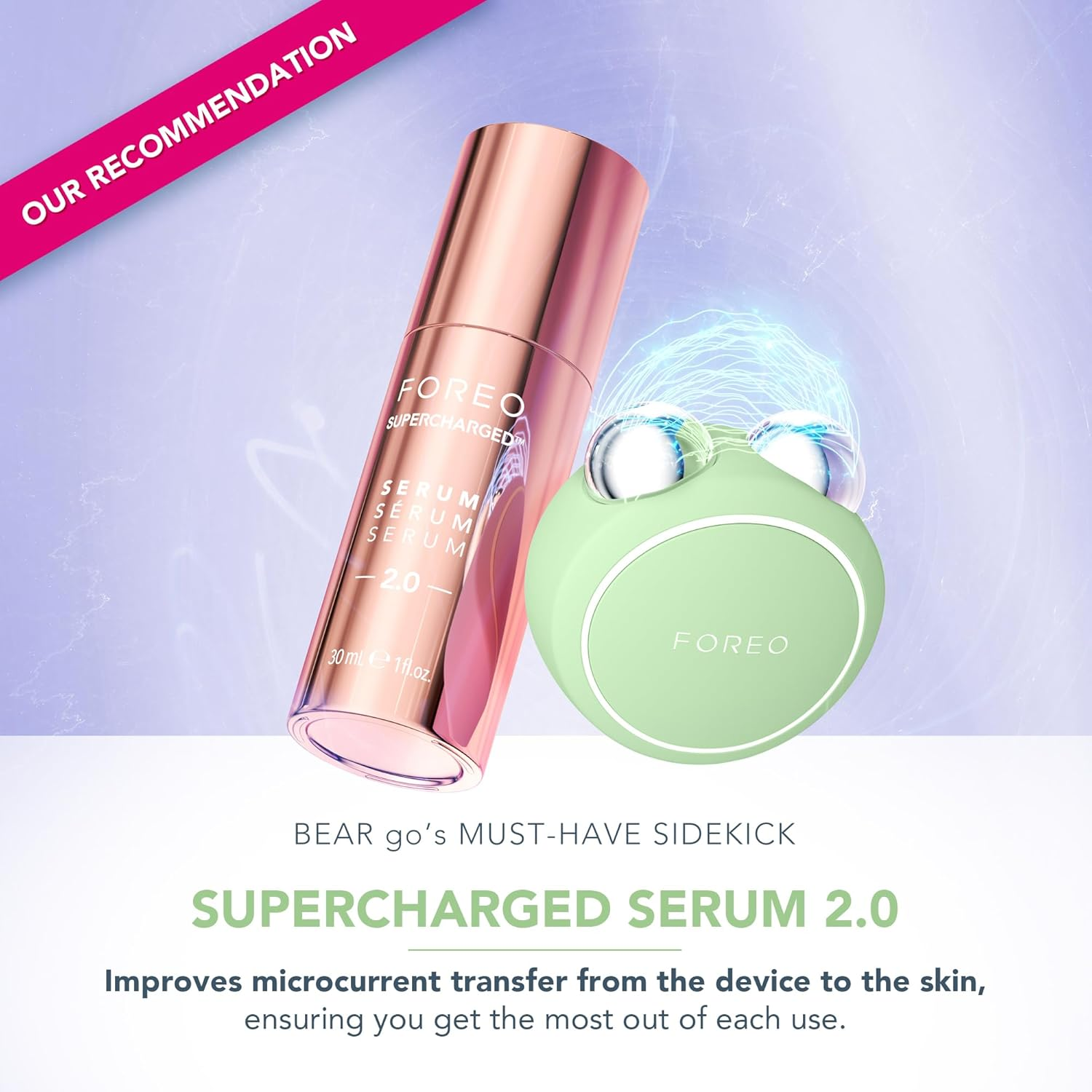 FOREO Bear 2 Go - Travel-Friendly Toning Microcurrent Facial Device - for Fine Lines & Wrinkles - anti Aging - Face Sculpting - Instant Full Face Lift - Firm & Contour - Compact Skin Care - Pistachio image number 1