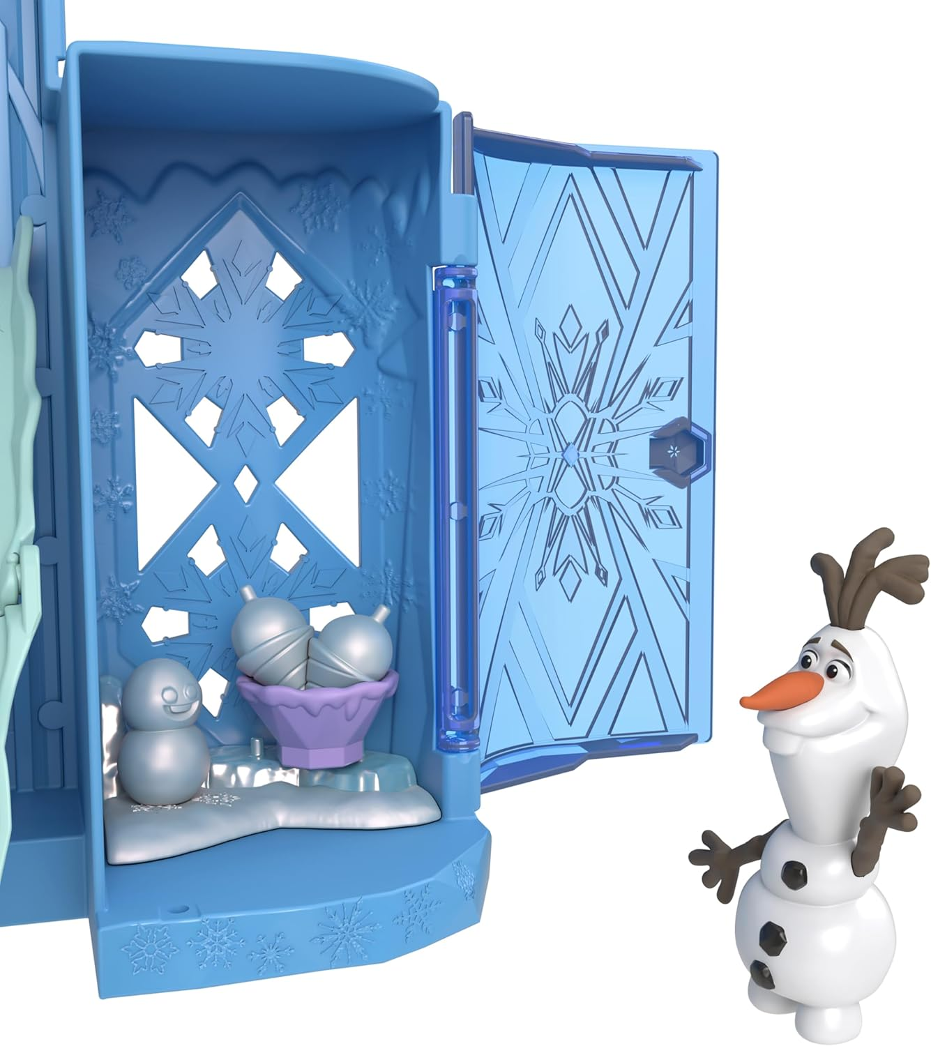 Mattel Disney Frozen Toys, Elsa Stackable Castle Doll House Playset with Small Doll and 8 Pieces, Inspired by the Disney Frozen Movies, Kids Travel Toys and Gifts