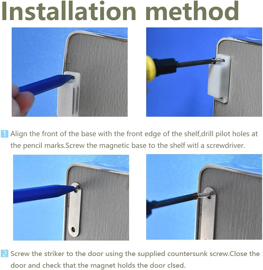 12 Pack Cabinet Magnets Magnetic Door Catch for Kitchen Bathroom Cupboard Wardrobe Closet Closures Cabinet Door Drawer Latch 15 Lbs Screws Included (White) image number 6