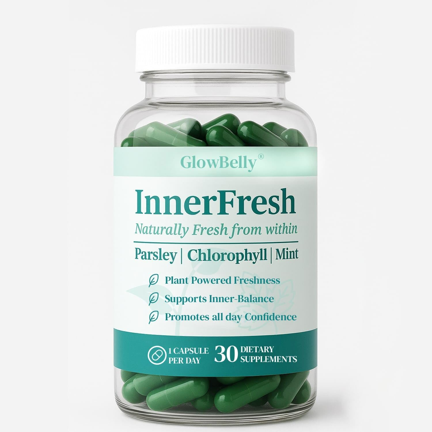 Innerfresh | Natural Deodorant Alternative for Body Odour | Parsley, Chlorophyll & Mint | Plant-Based Freshness Supplement | 30 Vegan Capsules image number 6