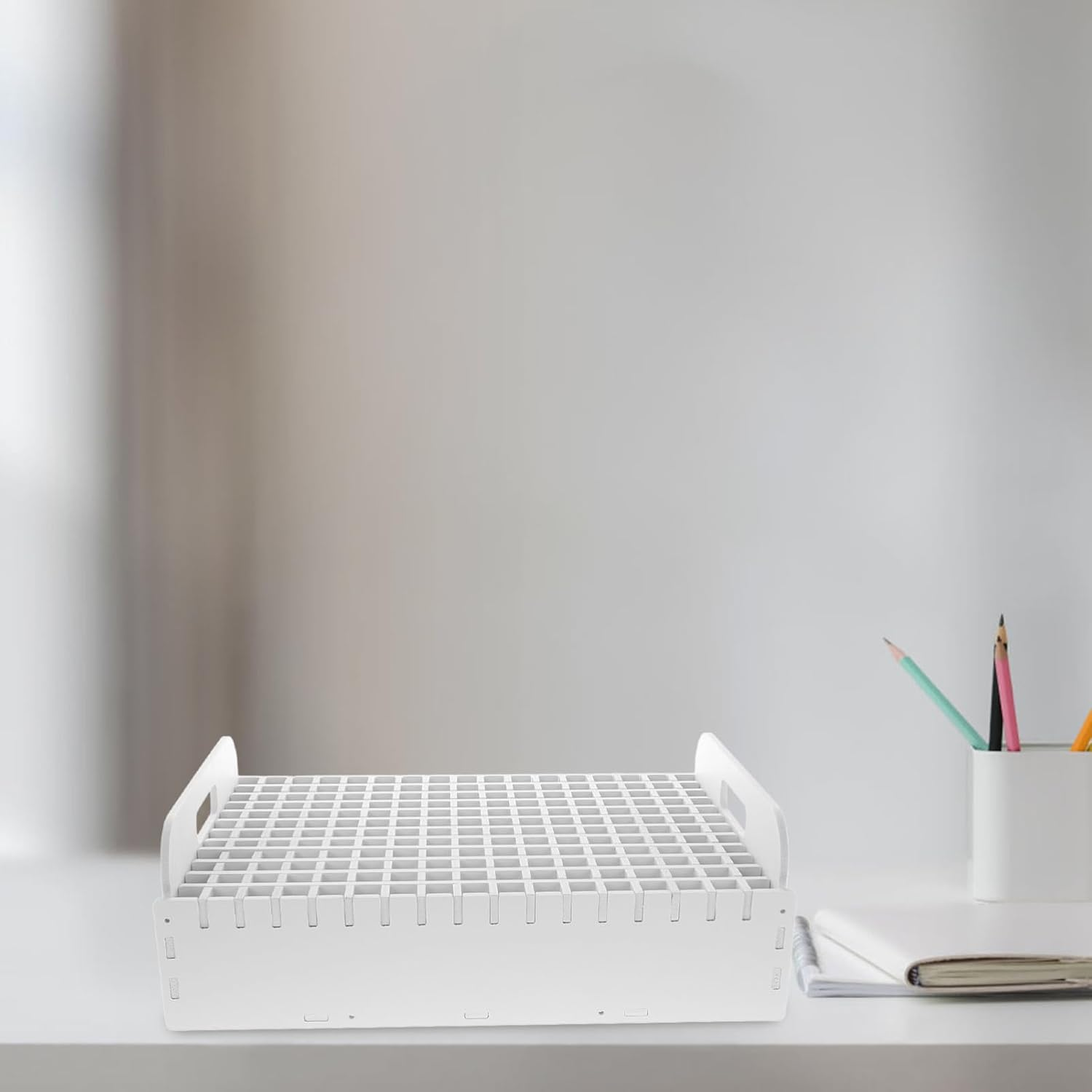 ULDIGI Multifunctional Desktop Storage Box Pen Container for Boys and Girls Classroom Stationary Organizer 204 Holes image number 4