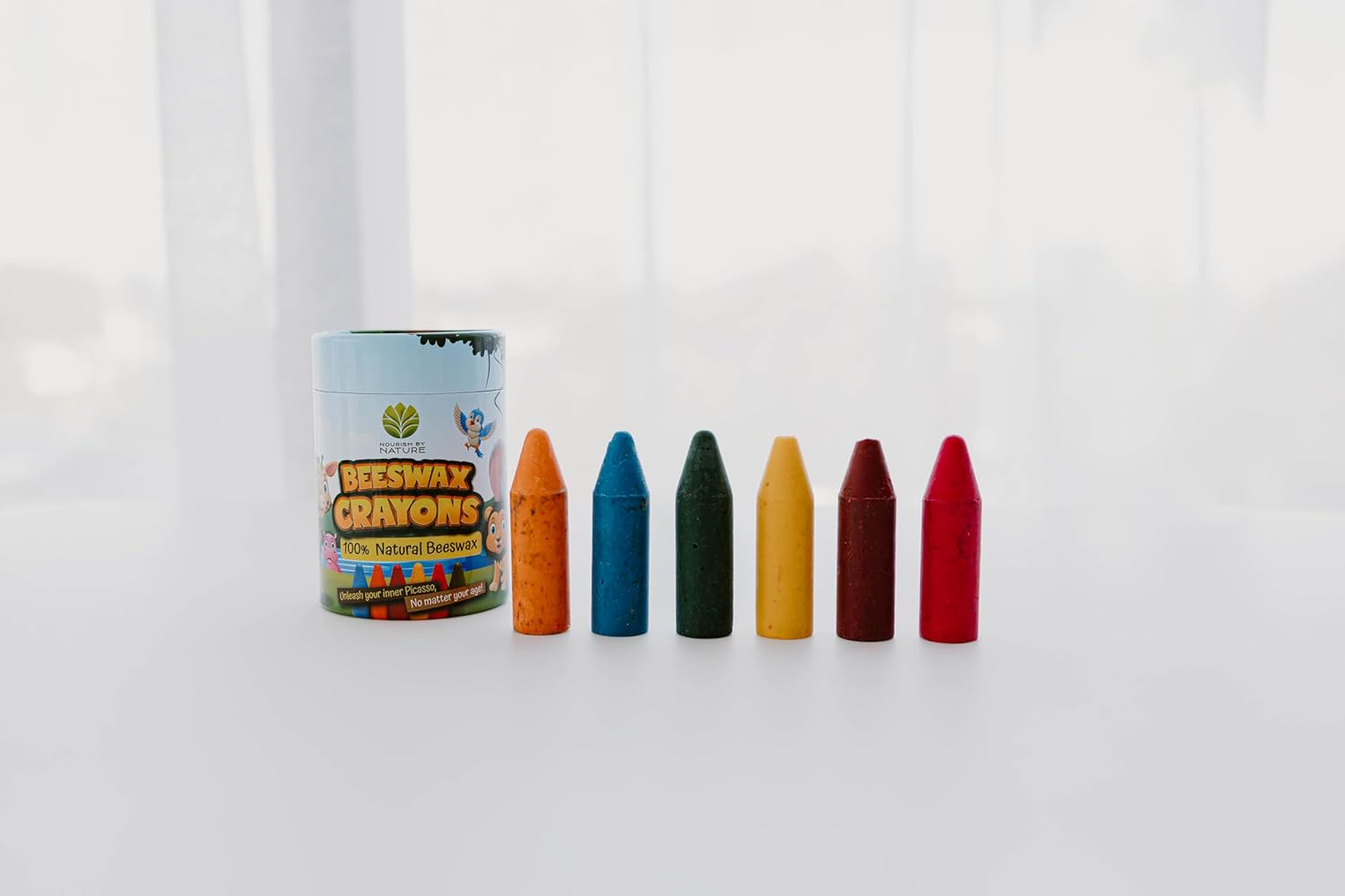Nourish by Nature Eco Friendly Beeswax Crayons - Super Thick, Ideal First Crayon for Toddlers. Non Toxic Crayons with Food Grade Pigments. image number 6