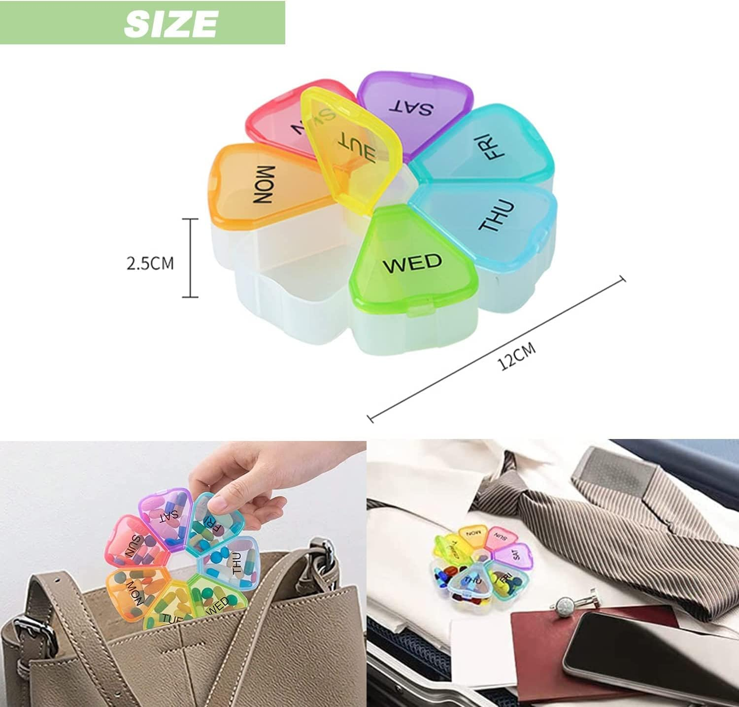 2 Pack Pill Organizer, Betterjonny 7 Day Portable Medicine Box Case with Large Compartments, to Hold Daily Medication, Vitamins Fish Oil, Supplements image number 6