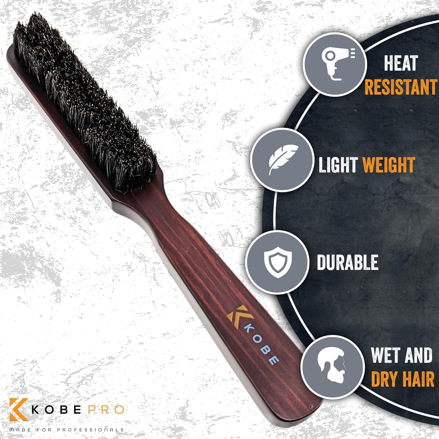 Kobe Professional Men'S Beard and Fade Brush - Men&rsquo;S Boar Bristle Hair Brush/Beard Brush - for Fading & Moustache Styling (Stewart) image number 6