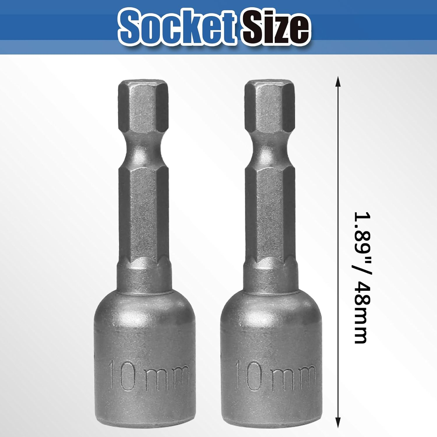 Hordion 2 Pcs Hex Nut Driver Bits 10Mm, 1/4" Hex Shank Quick-Change Power Nut Driver for Electric Drill