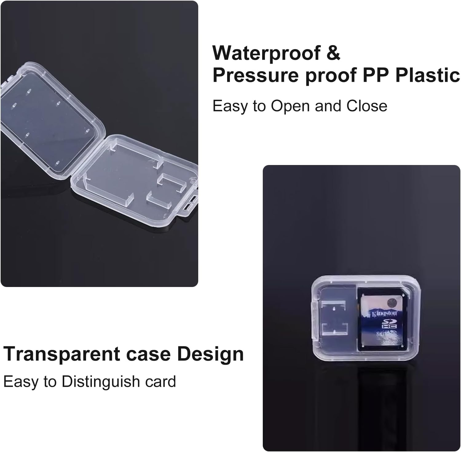 Clear Plastic SD Card Holder &ndash; Storage Case for SD, SDHC, SDXC, Microsd & TF Cards（10Pcs） image number 4