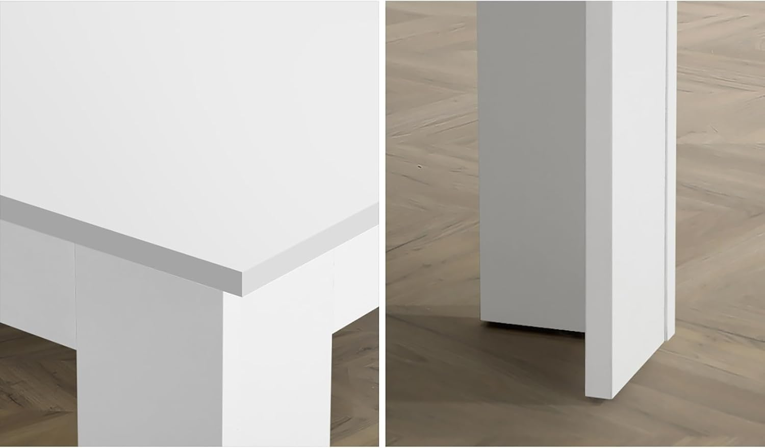 Oikiture 160Cm Dining Table Extendable Rectangular Dining Table for Home Kitchen and Dining Room White