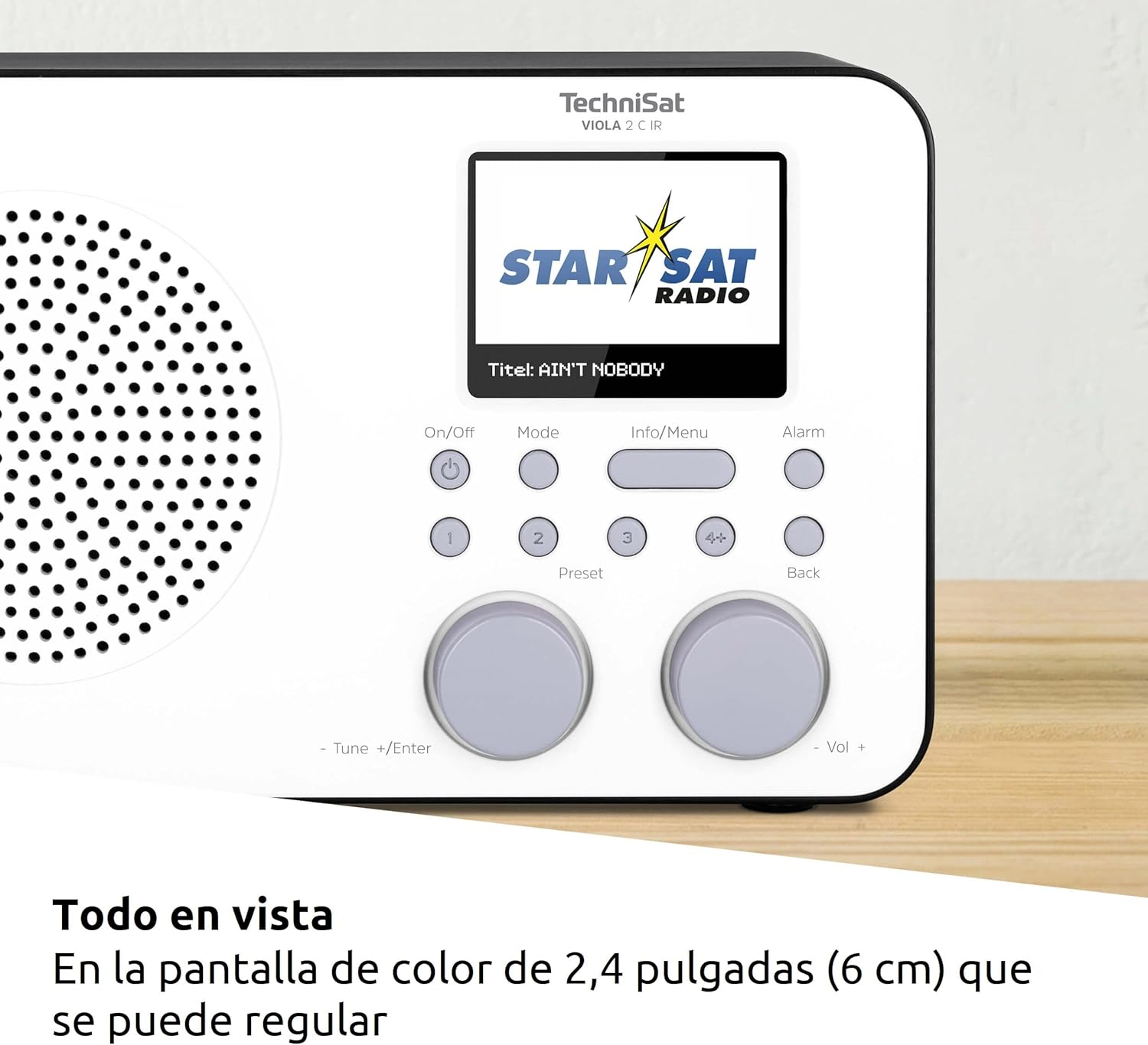 Technisat Viola 2 C IR - Portable Internet Radio (DAB+, FM, Wifi, 2.4 Inch Colour Display, Headphone Jack, Alarm Clock, Sleep Timer, 3 Watt RMS, Battery, Power Supply) White/Black image number 5