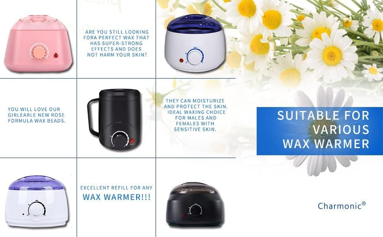 2.5 Lb/1100G Wax Beads, Hard Wax Kit with 2 Wax Treatment Oils, Hard Wax Beads for Legs Underarm Face Bikini, and Brazilian Hair Remover, Women and Men Hair Removal Wax Beans Include 50 Waxing Sticks image number 5