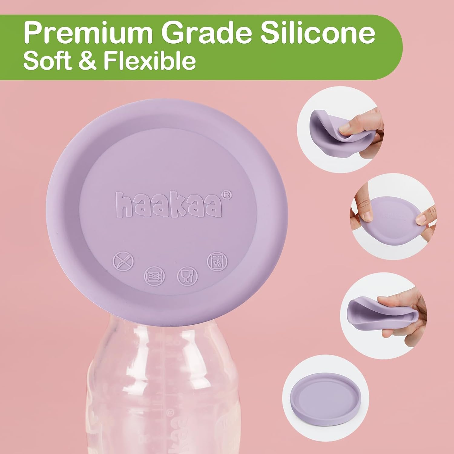 Haakaa Manual Breast Pump Cap (Lavender) - Made of Premium Grade Silicone, Suitable for All Haakaa Breast Pump image number 1