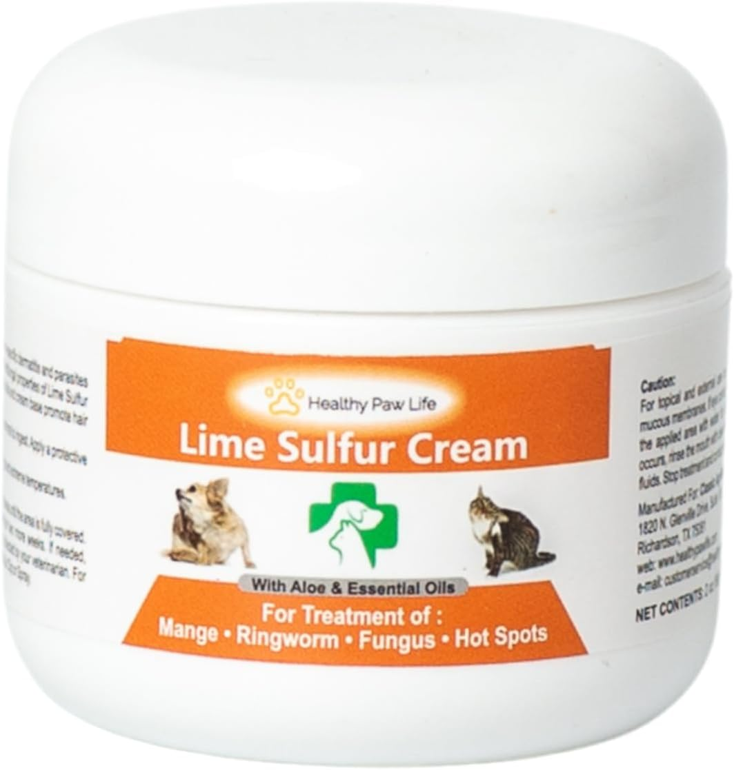 Healthy Paw Life Lime Sulfur Cream for Pets, Natural Skin Care with Aloe and Essential Oils, Treatment for Mange, Ringworm and Hot Spots (4 Oz (116 G)) image number 3